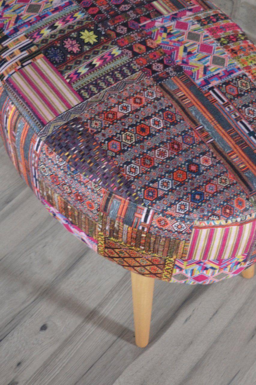 Rossi Oval Puf Kilim Desenli