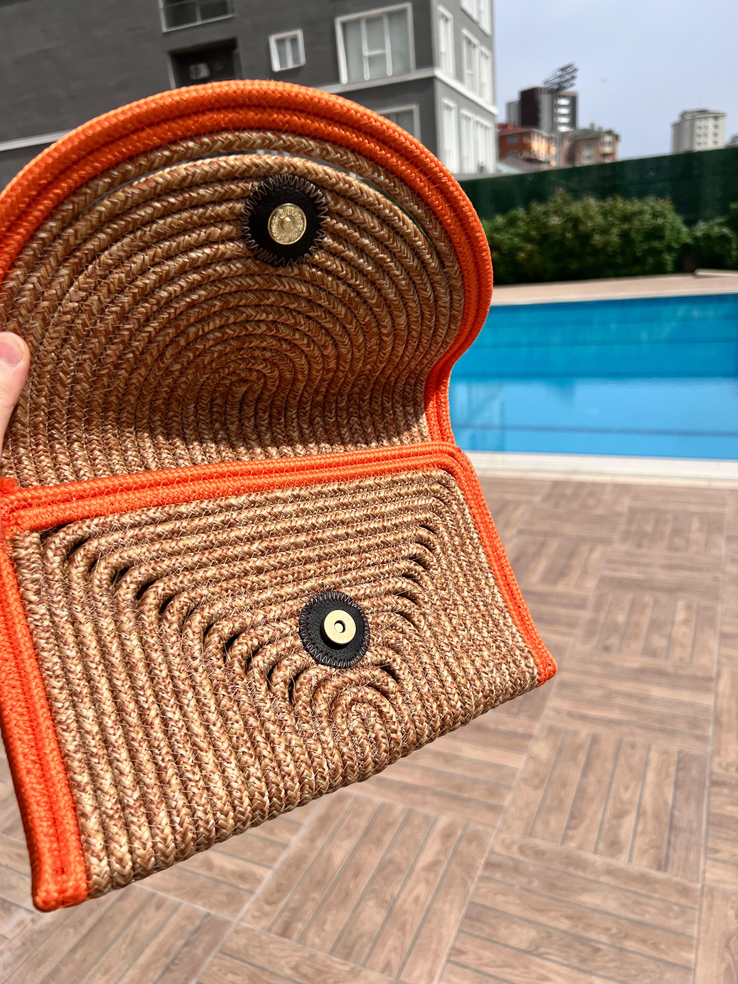 Hasır Çanta - Turuncu