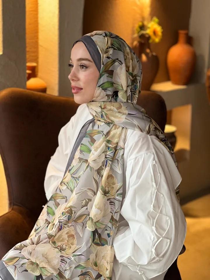 Seta Desen Şal - Koyu Gri
