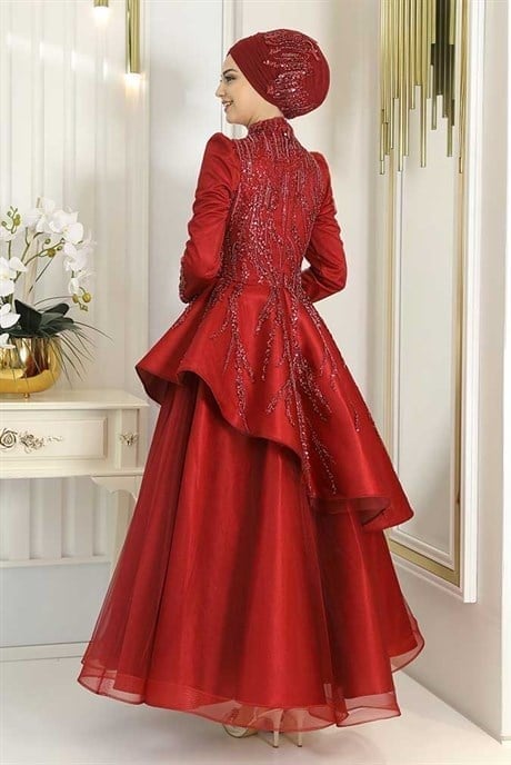 Pınar Şems Ahter Abiye Bordo