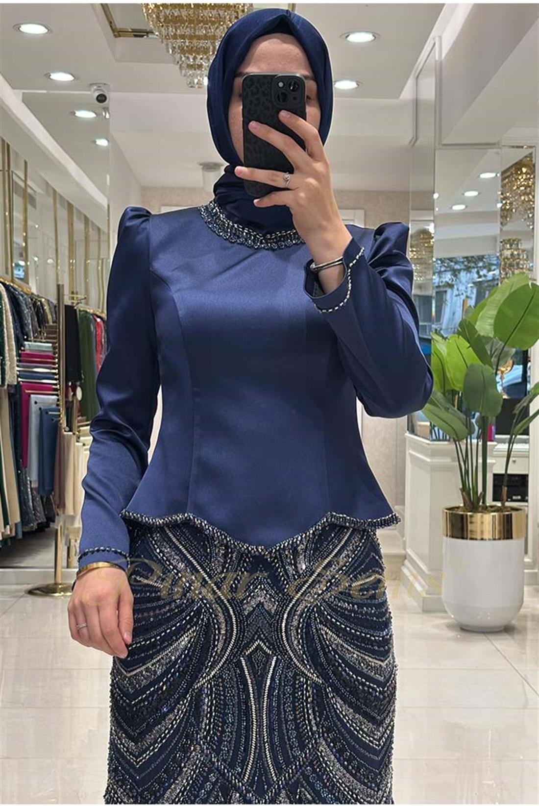 Pınar Şems Berceste Abiye Lacivert