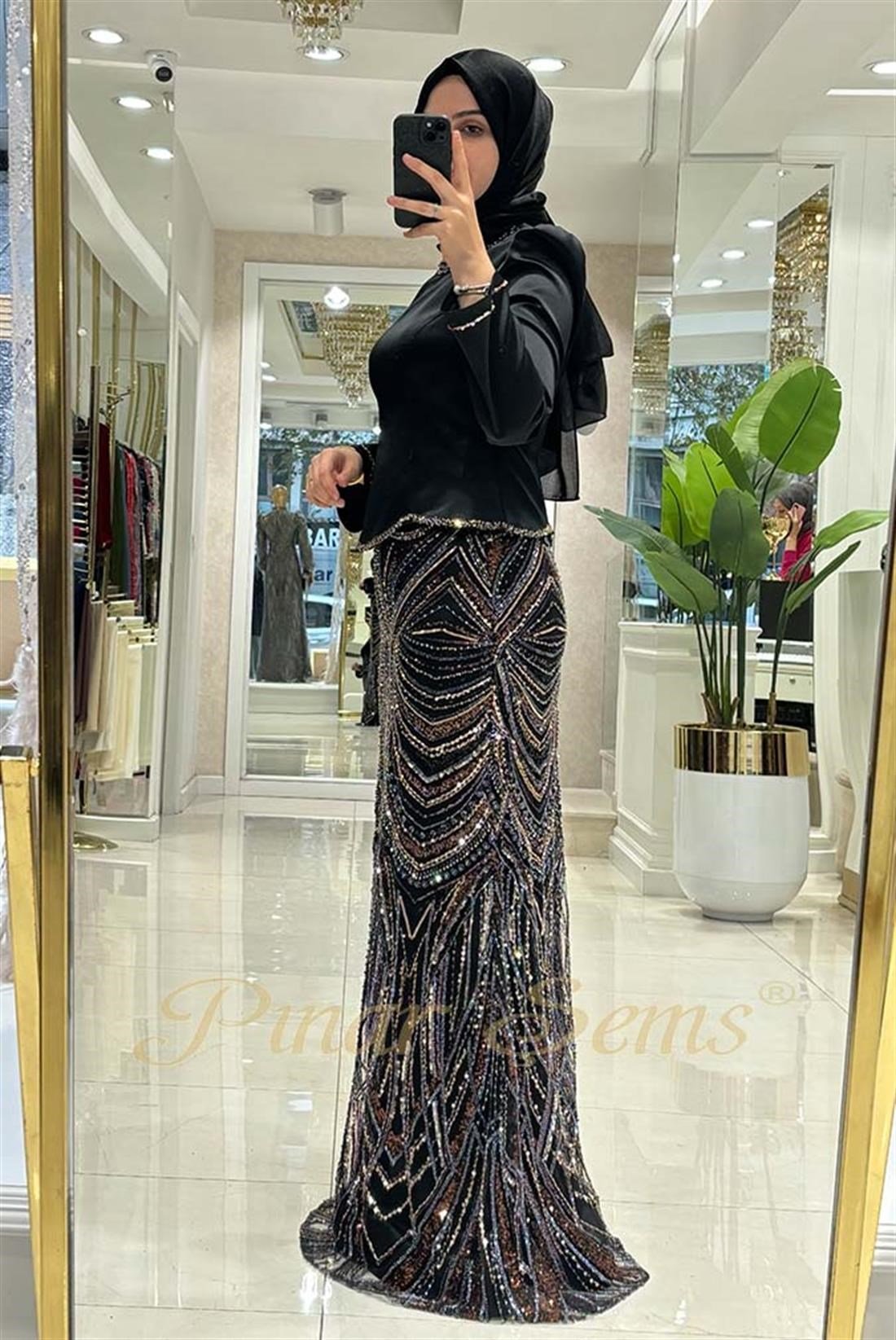 Pınar Şems Berceste Abiye Siyah