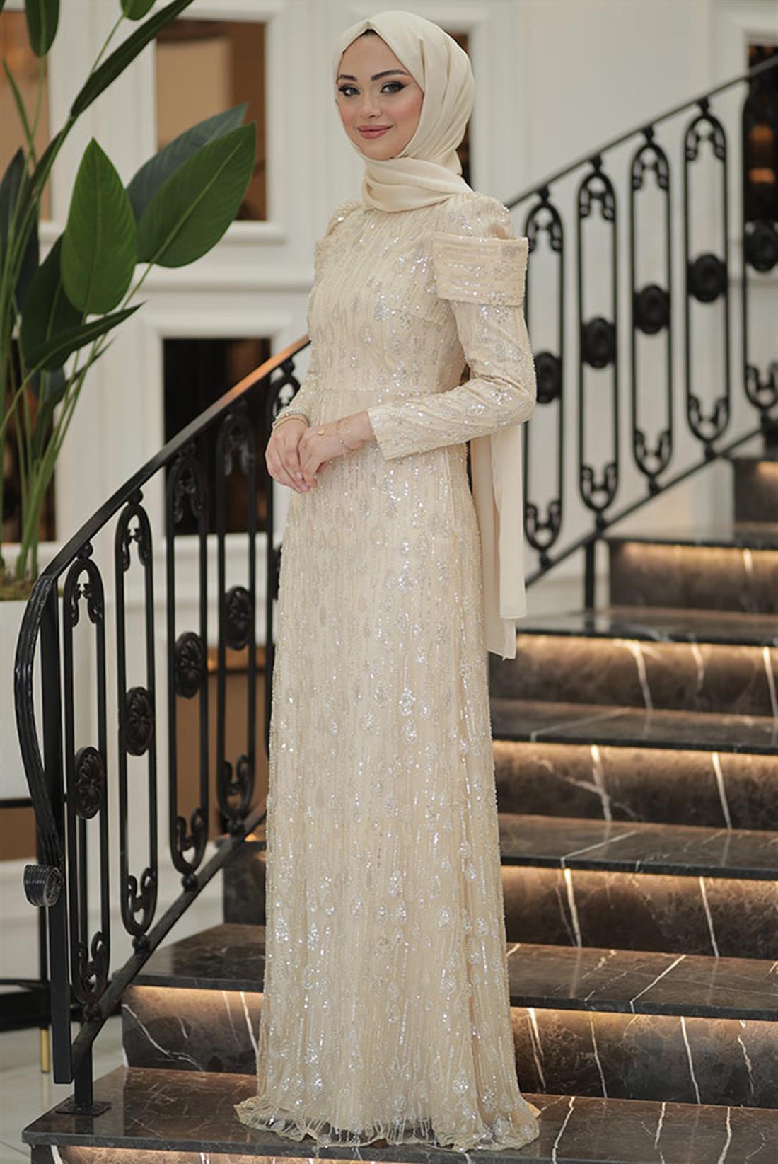 Pınar Şems Damla Abiye Gold