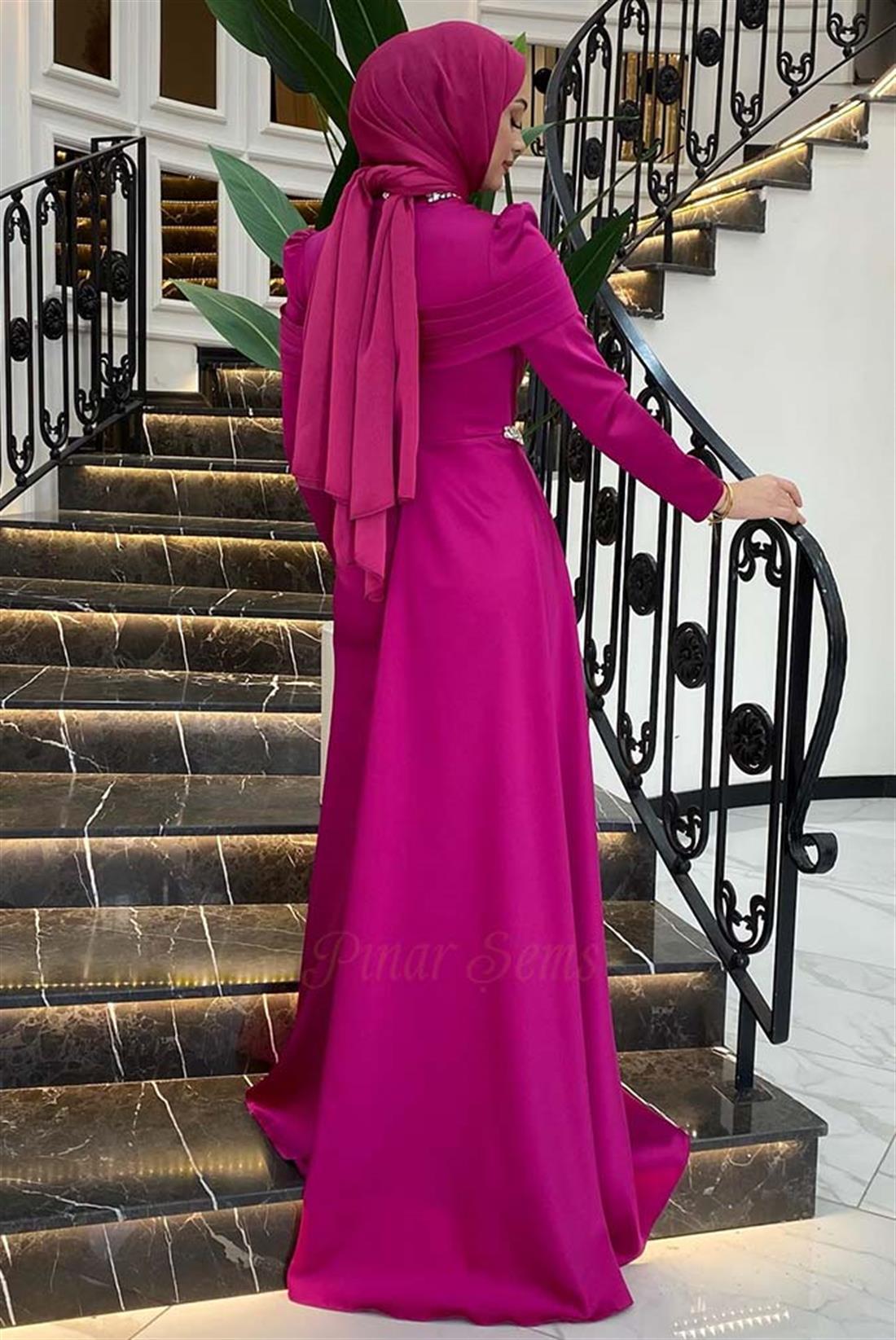 Pınar Şems Mina Abiye Fuşya