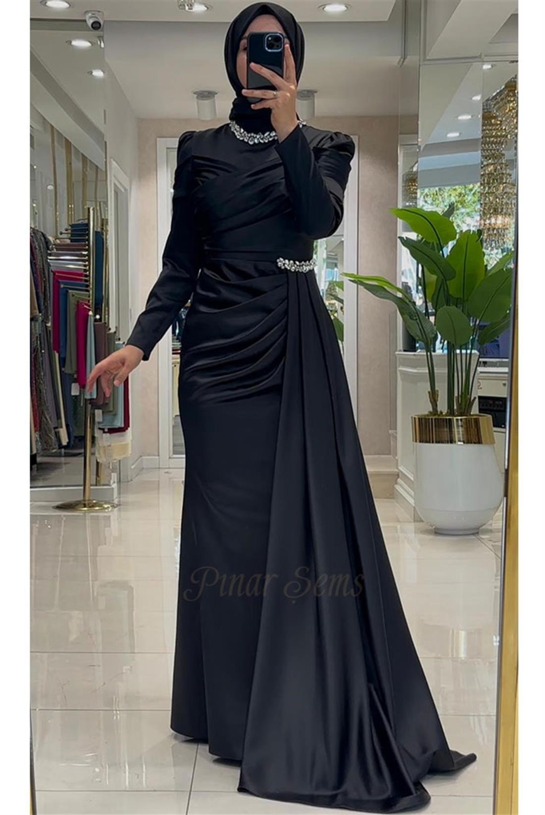 Pınar Şems Mina Abiye Siyah