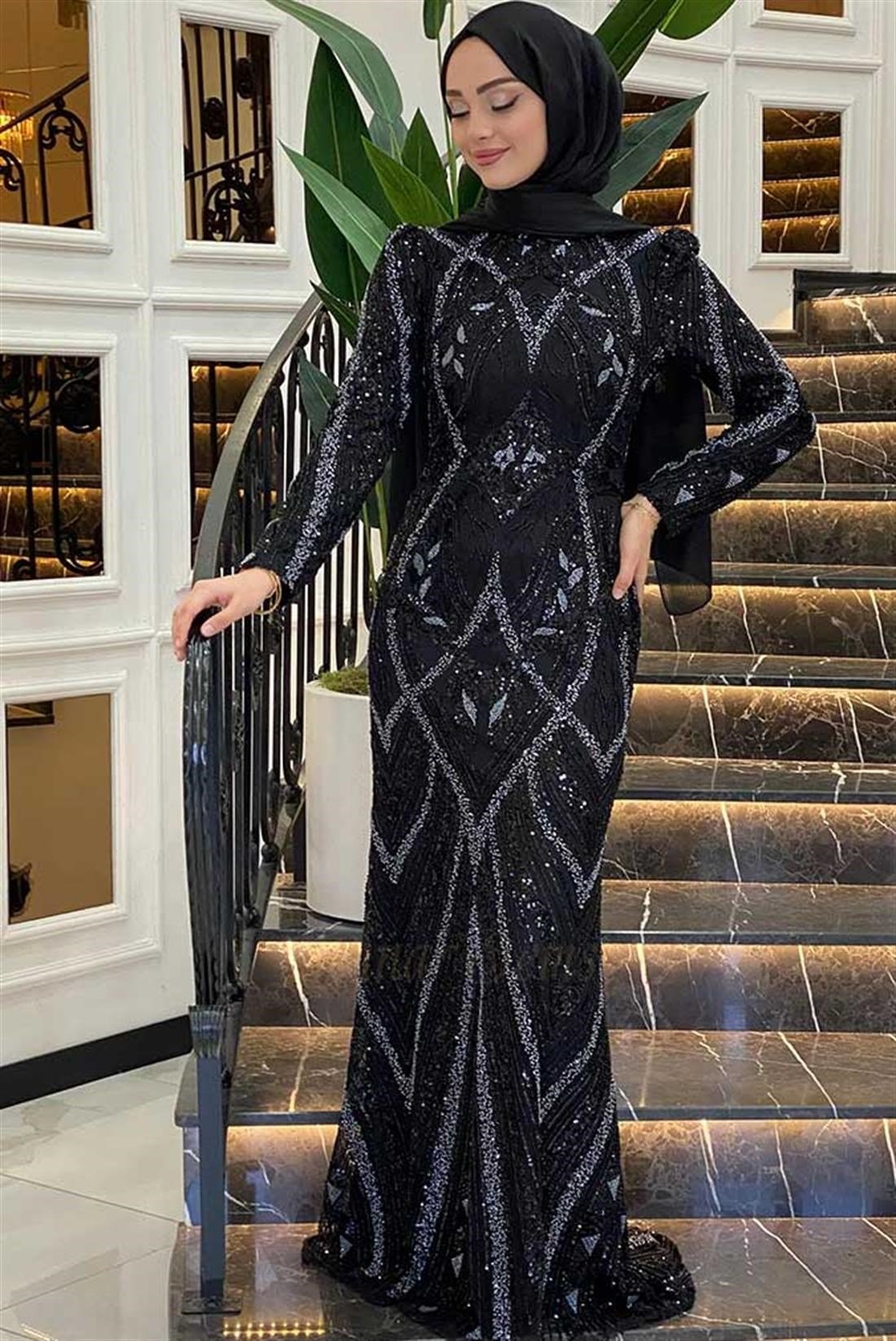 Pınar Şems Nigar Abiye Siyah