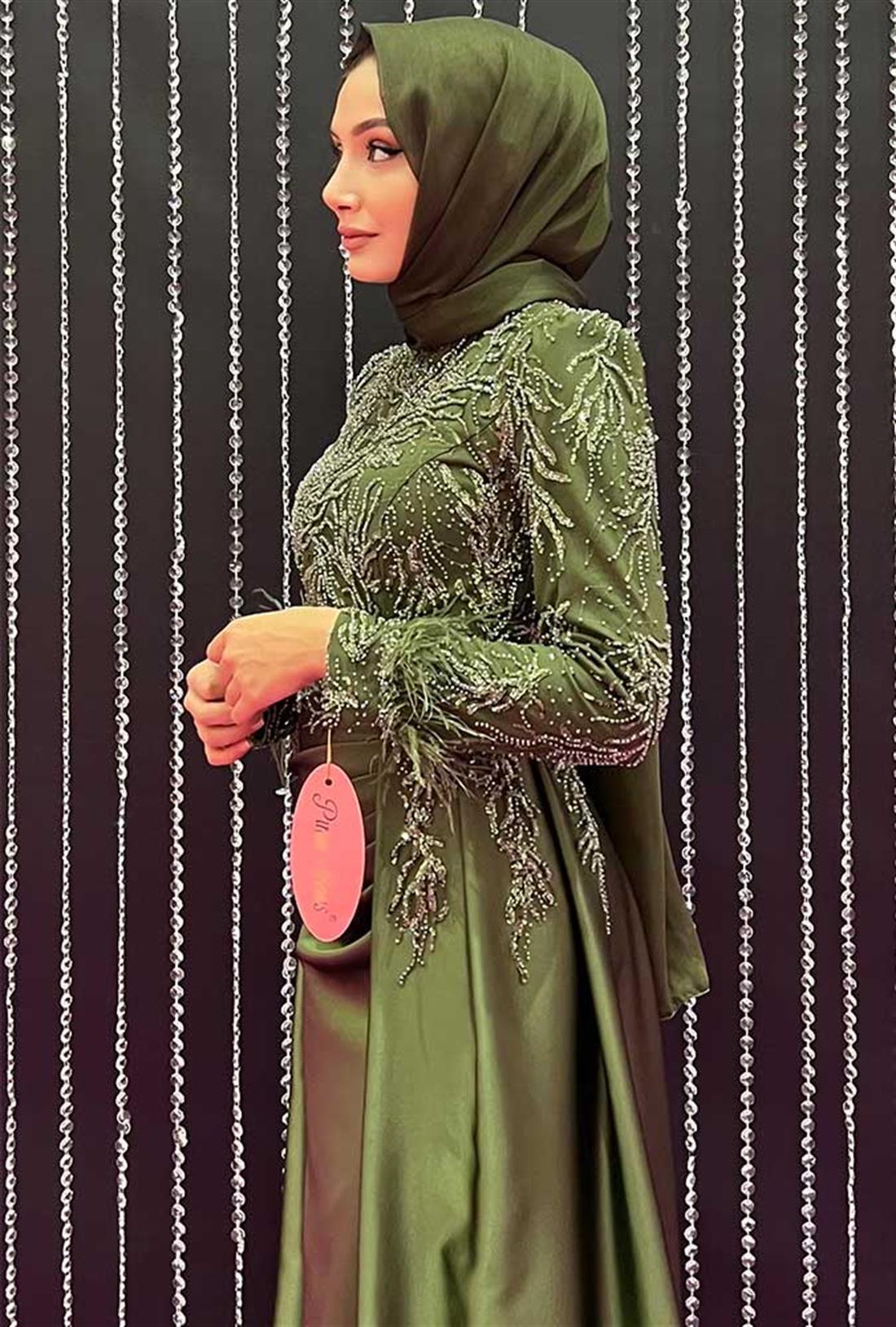 Pınar Şems Nihal Abiye Ceviz Yeşili
