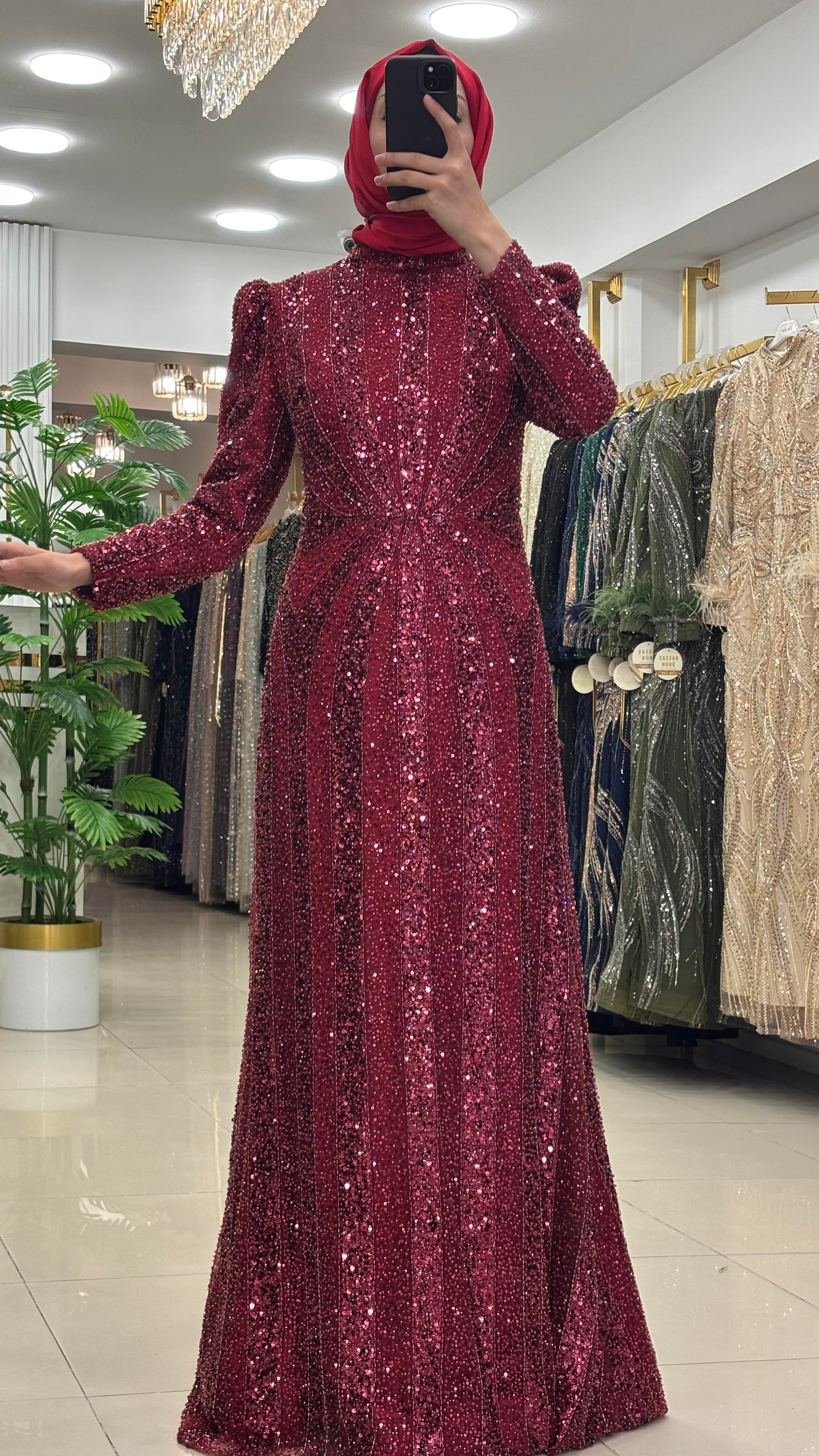 Pınar Şems Rahşan Abiye Bordo