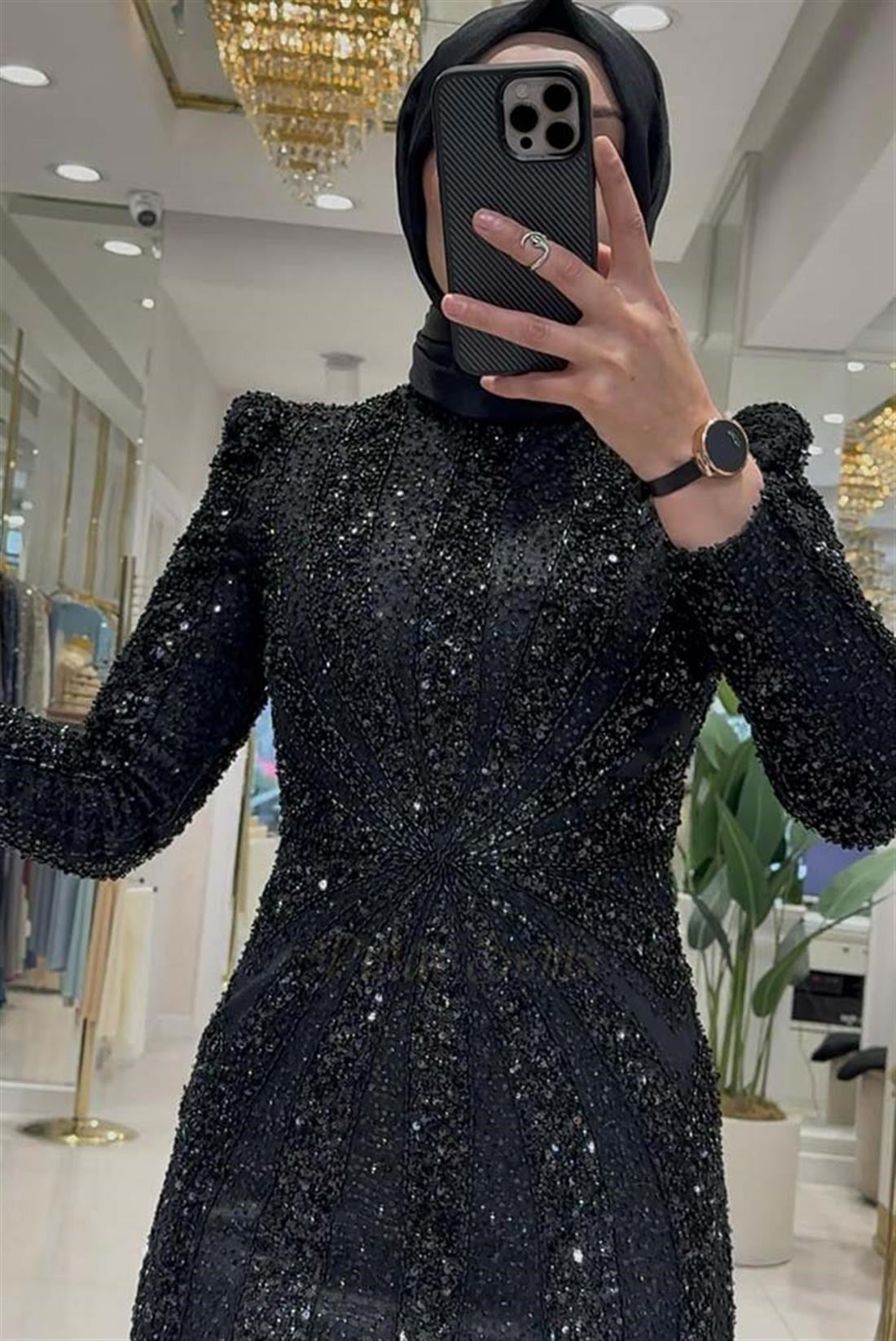 Pınar Şems Rahşan Abiye Siyah