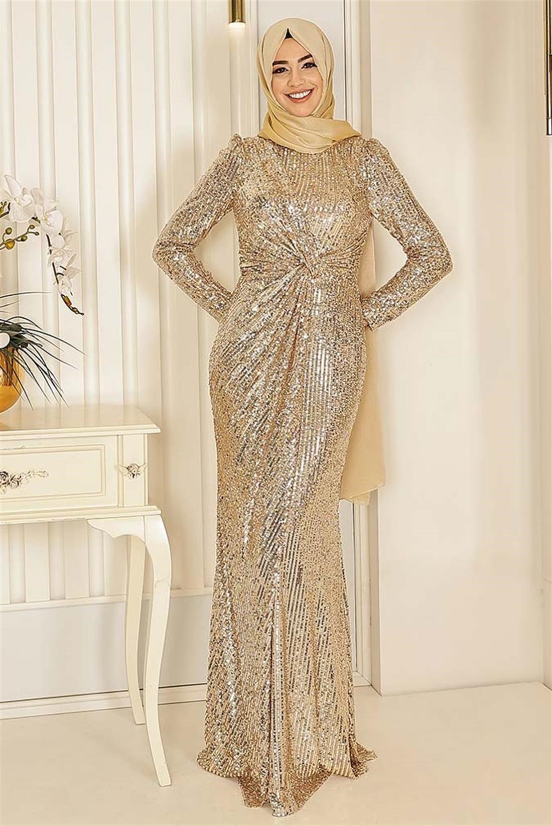 Pınar Şems Serel Abiye Gold