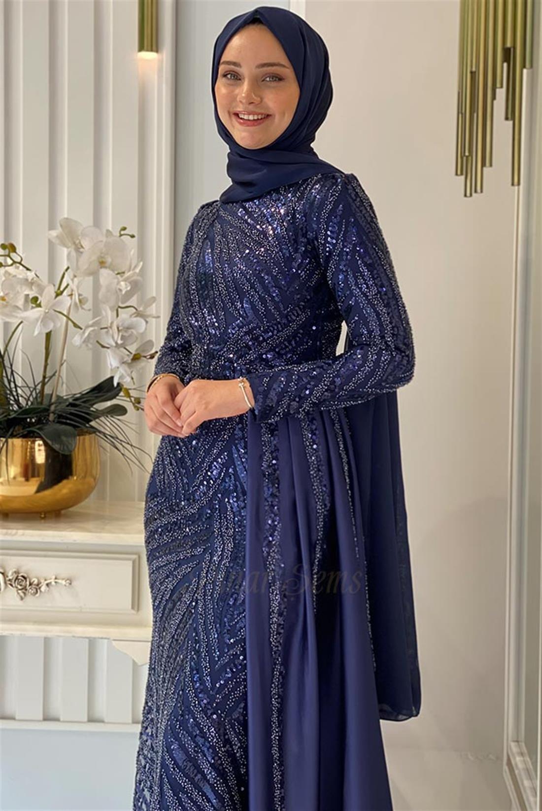 Pınar Şems Yeni Hayrunisa Abiye Lacivert