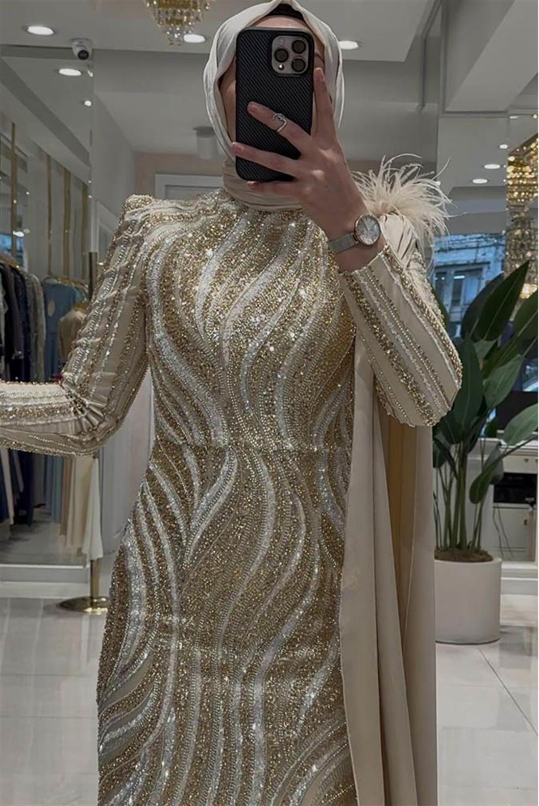 Pınar Şems Zerrin Abiye Gold