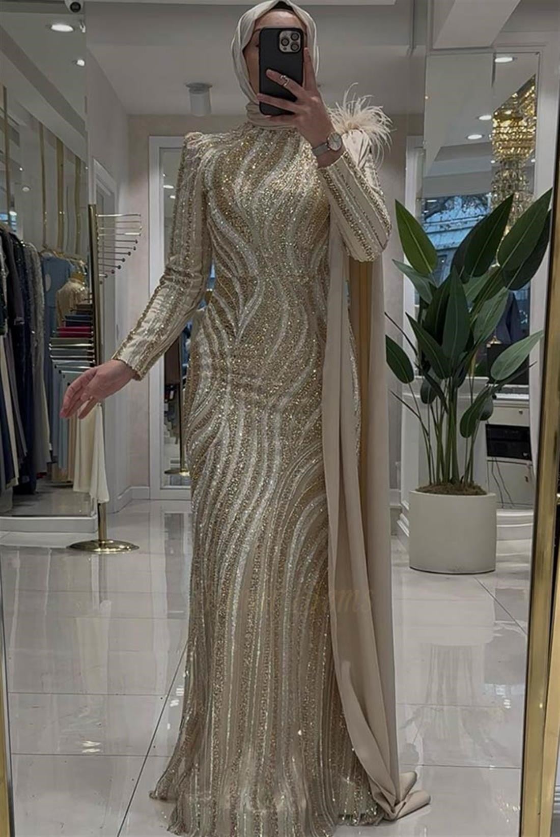 Pınar Şems Zerrin Abiye Gold