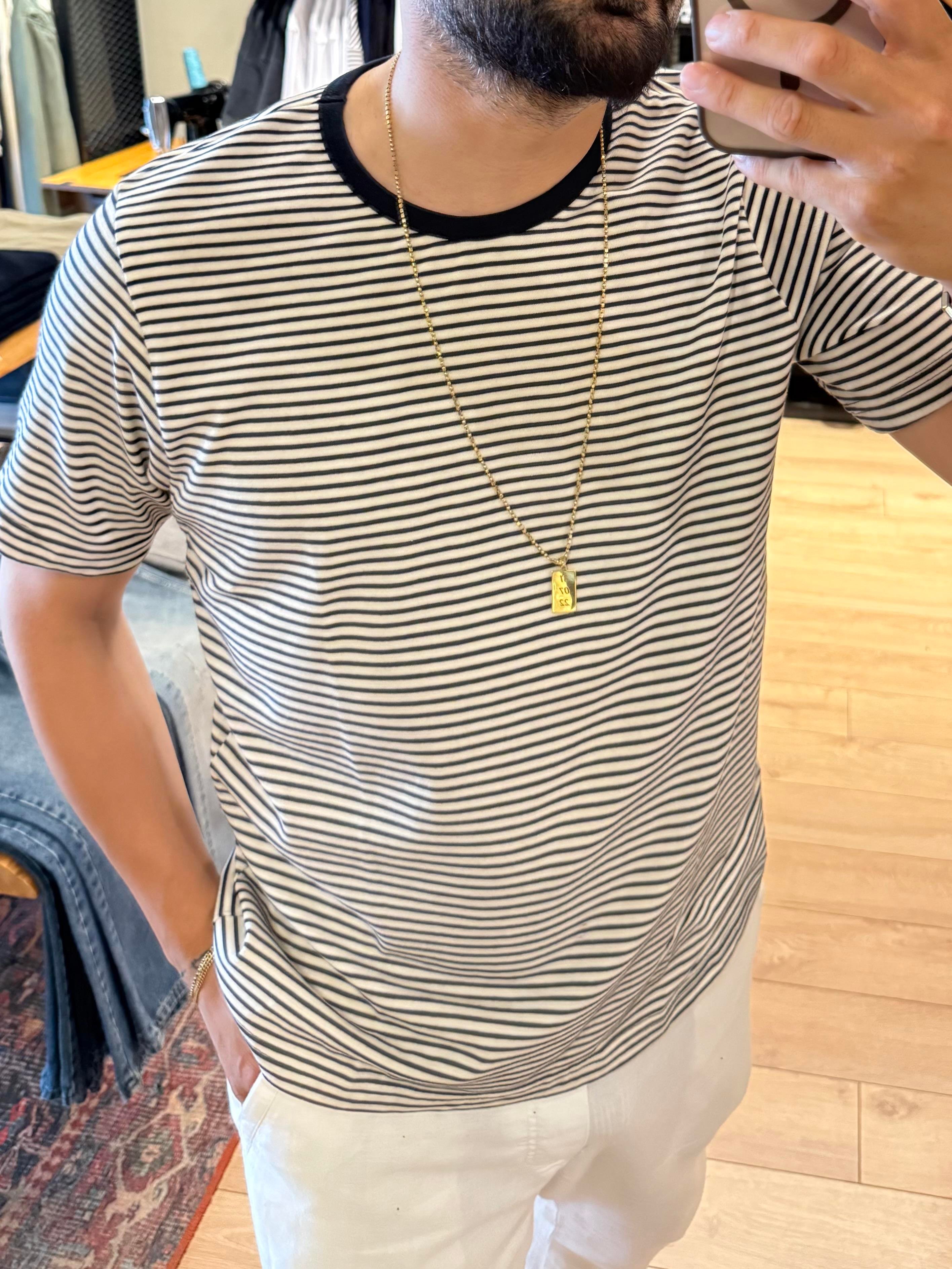 Beyaz Çizgili Slim Fit Tişört