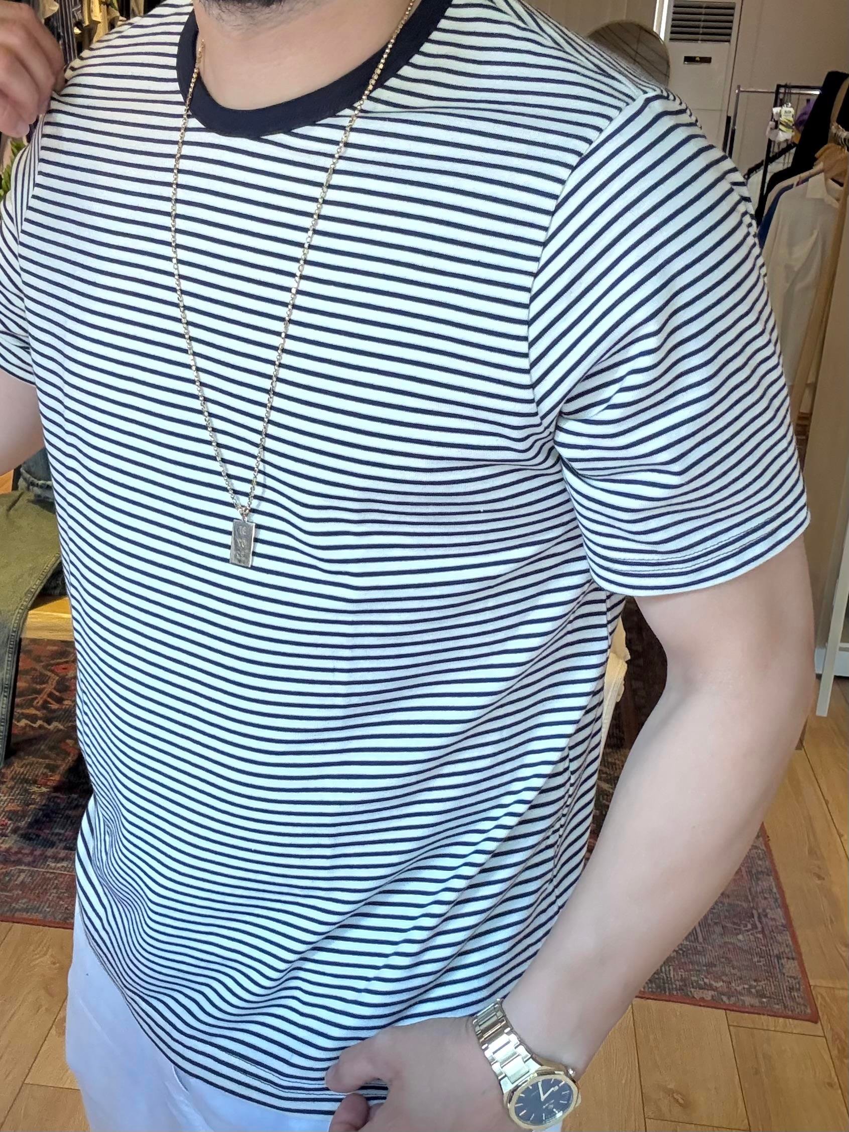 Beyaz Çizgili Slim Fit Tişört