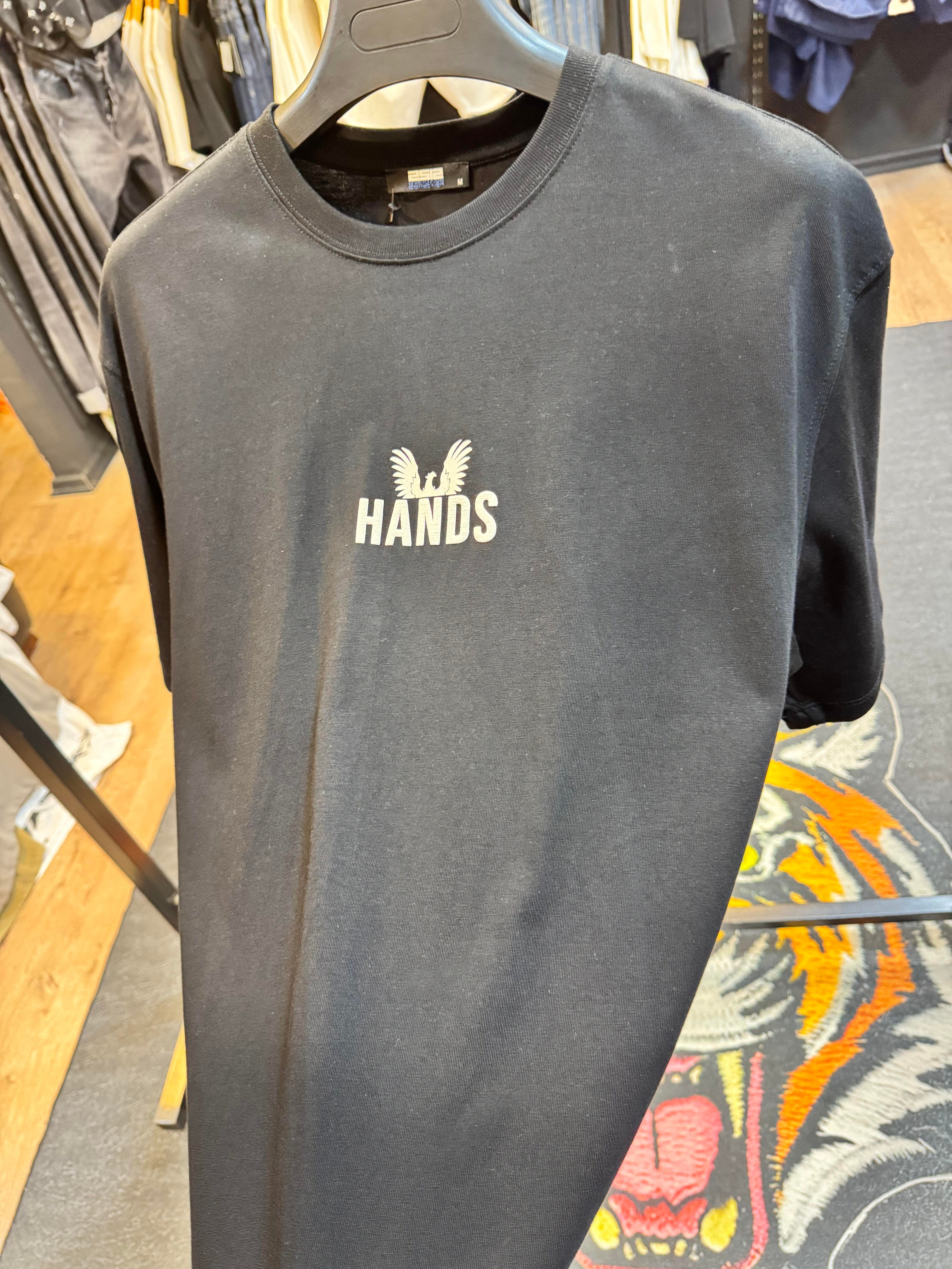 Hands Baskılı Oversize Siyah Tişört