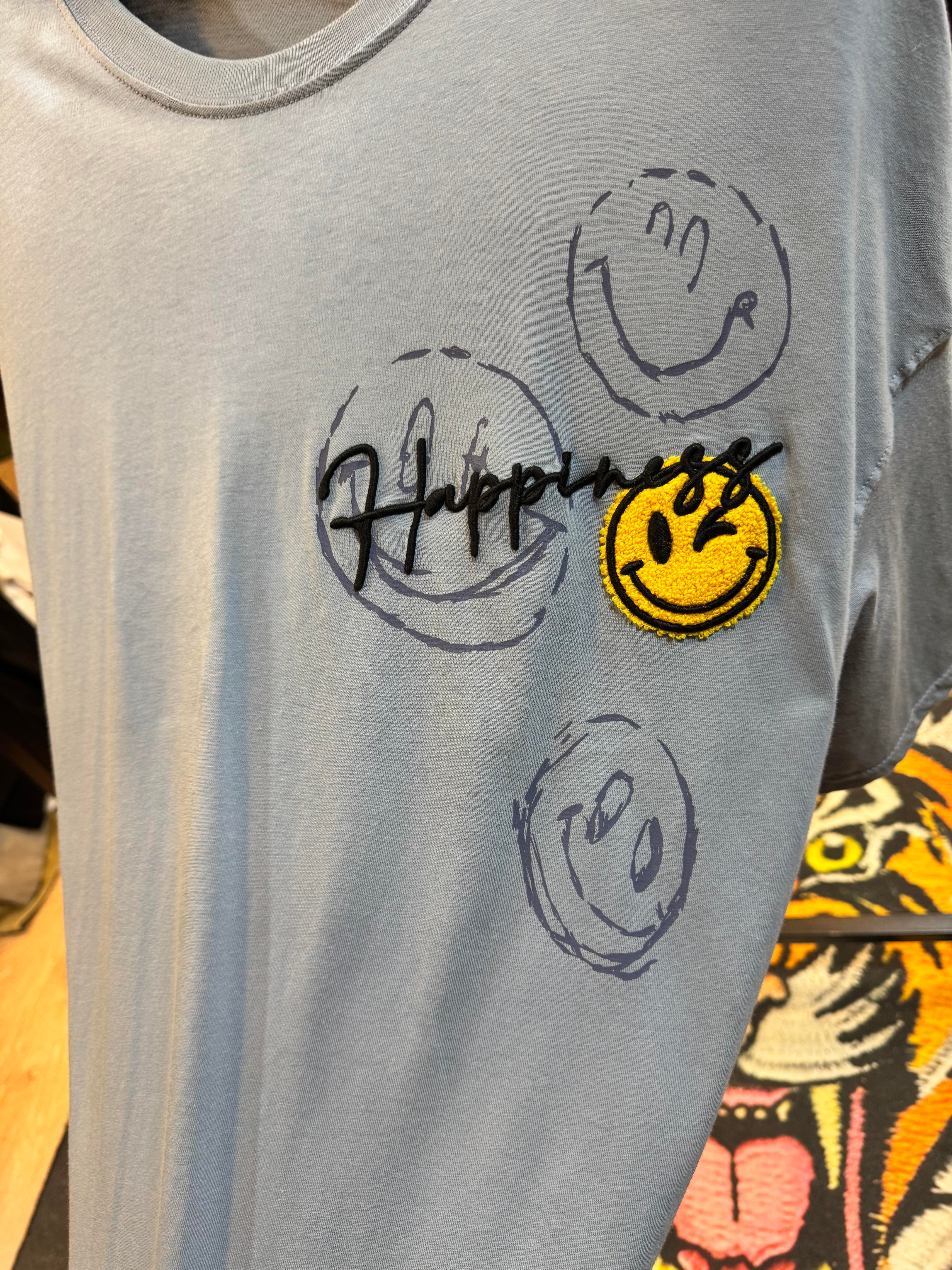 Happiness Baskılı Oversize Tişört