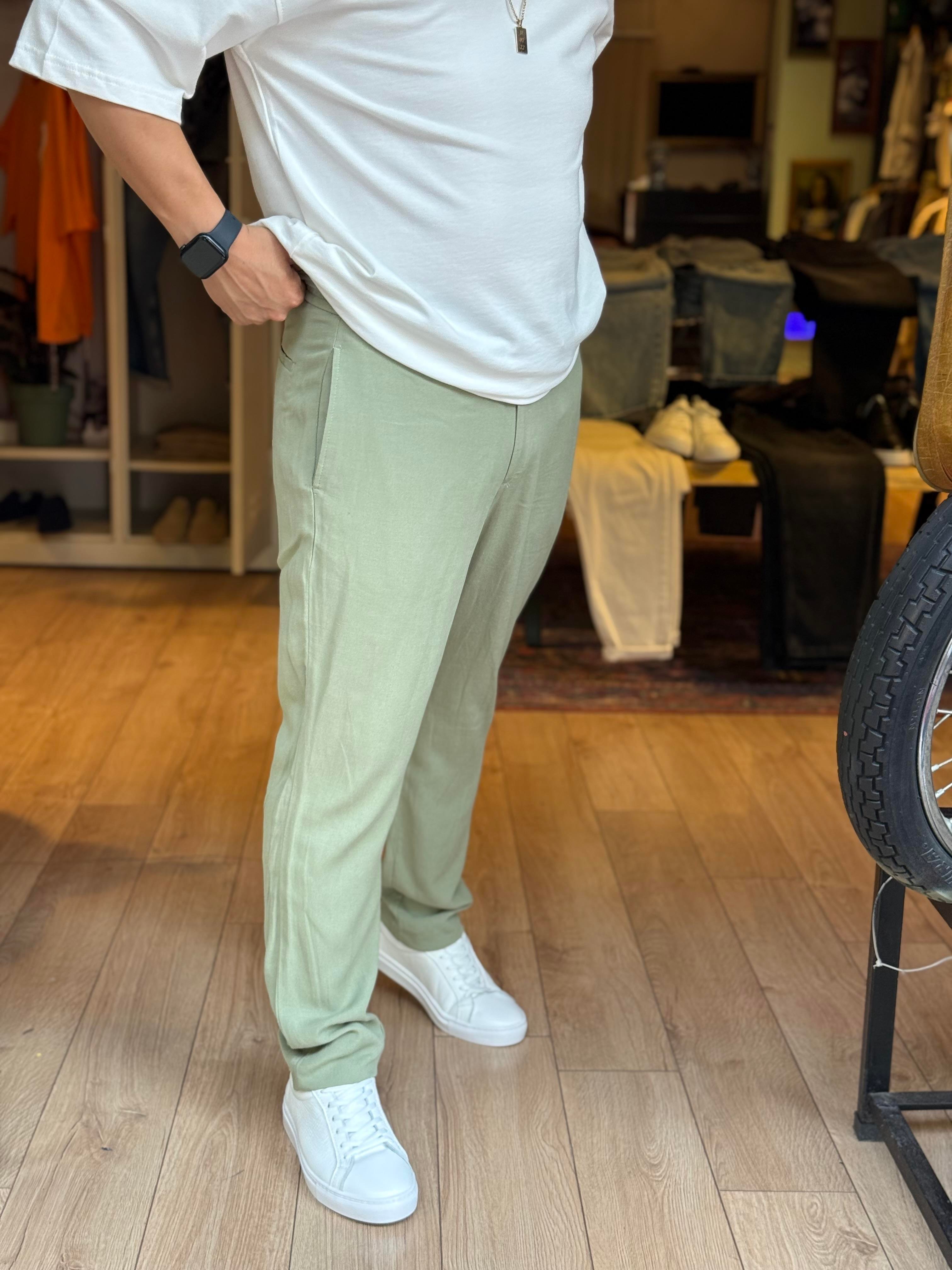 Keten Pantolon Yeşil