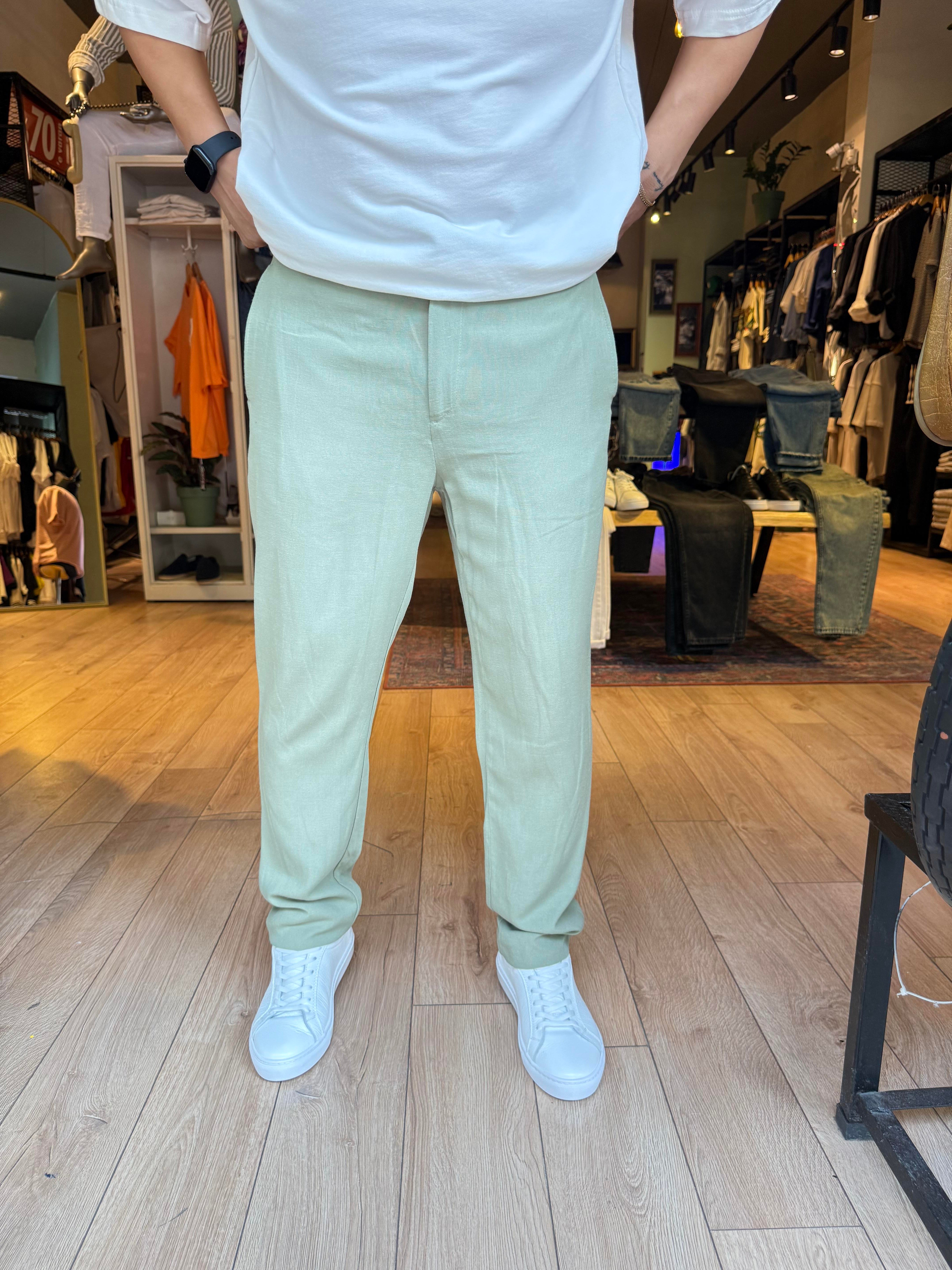 Keten Pantolon Yeşil