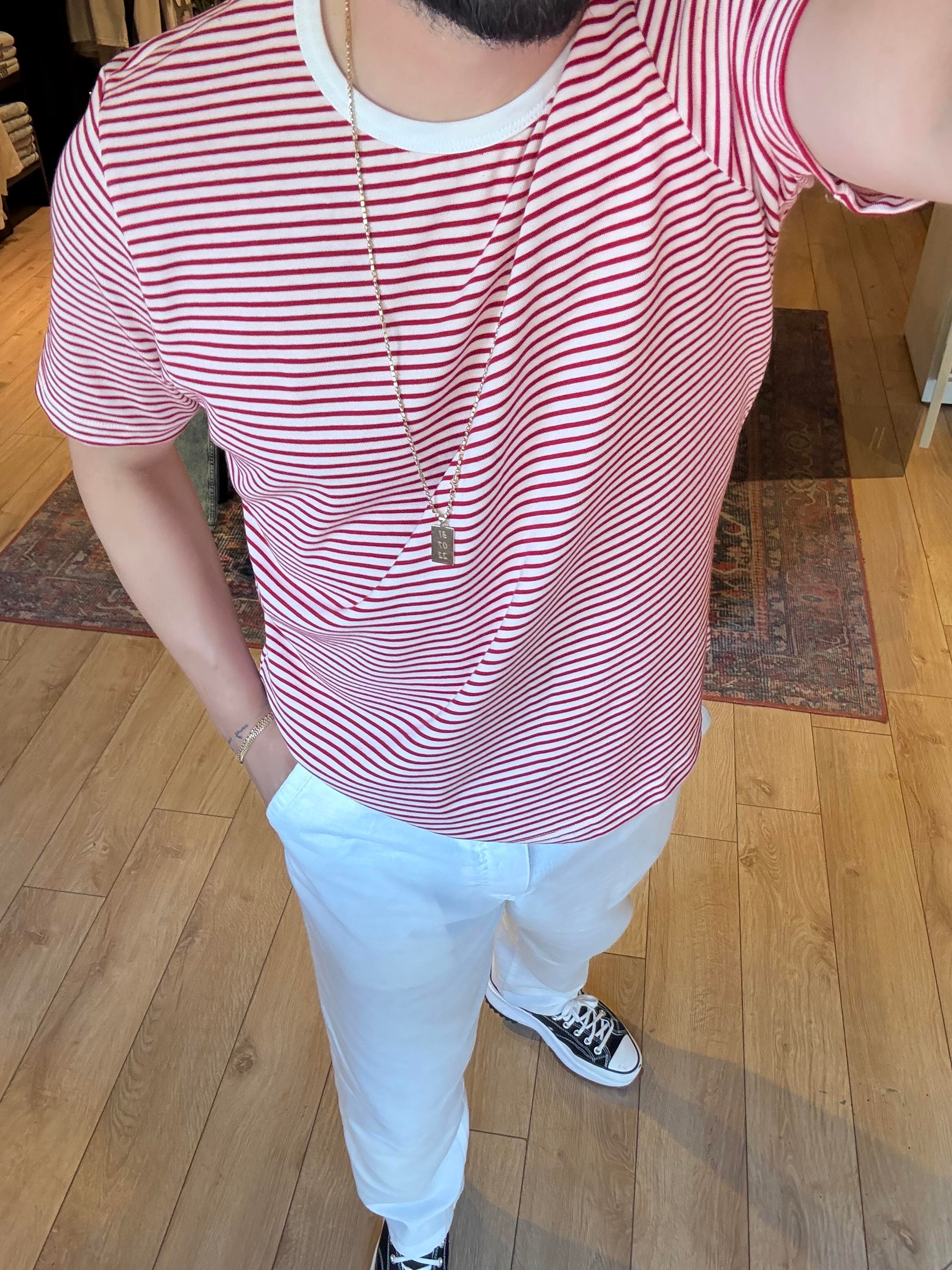 Kırmızı Çizgili Slim Fit Tişört