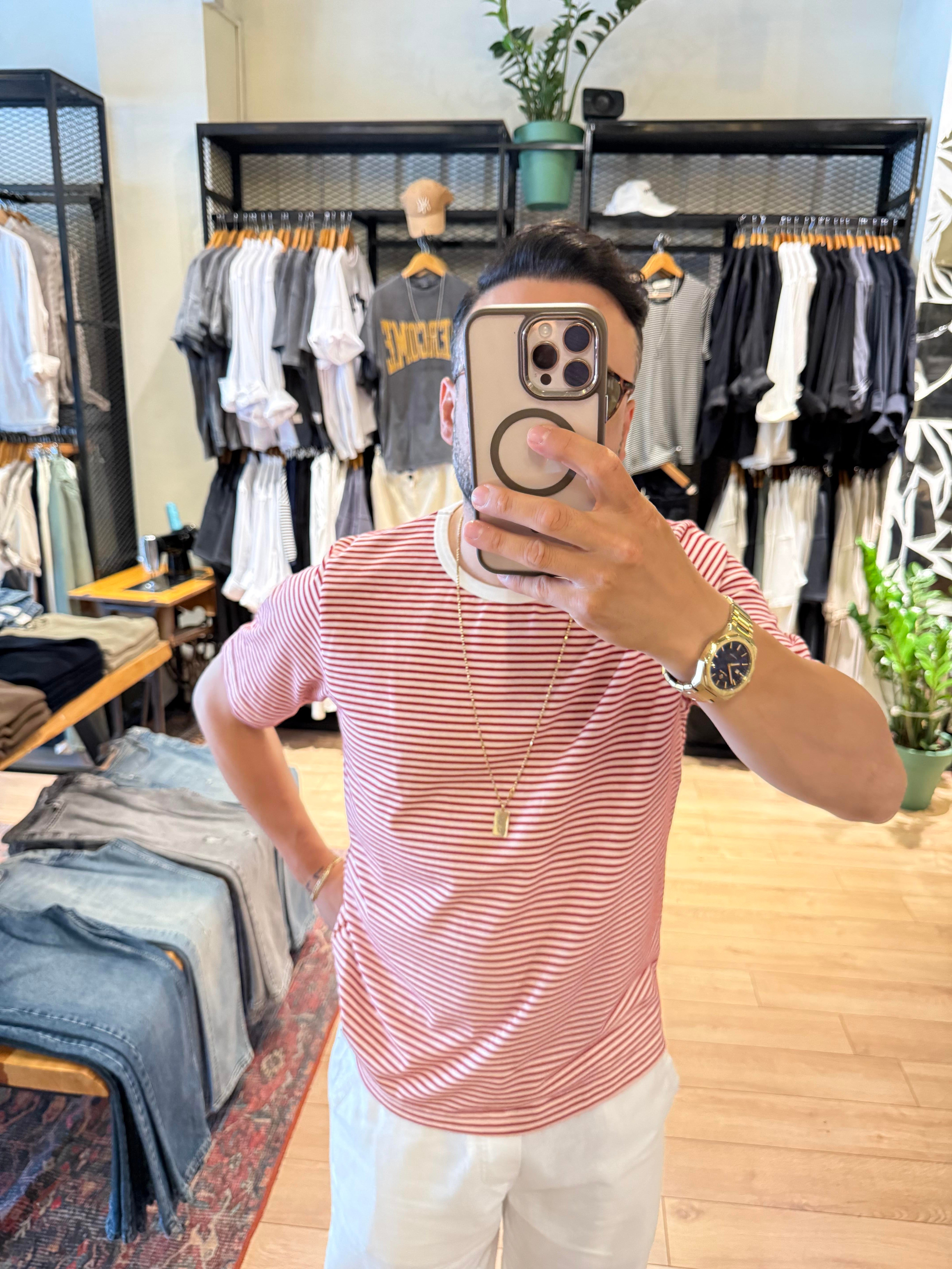 Kırmızı Çizgili Slim Fit Tişört