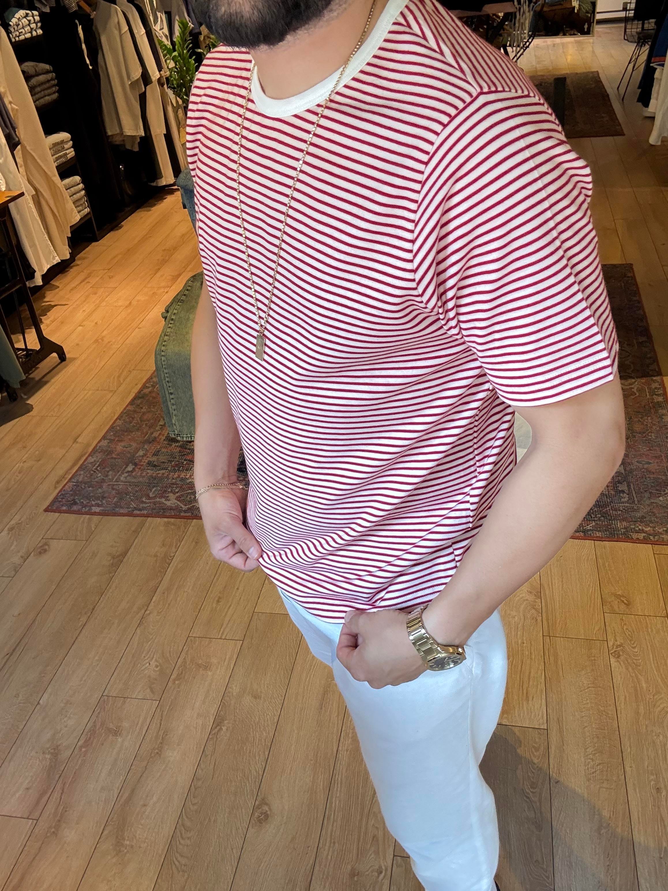 Kırmızı Çizgili Slim Fit Tişört
