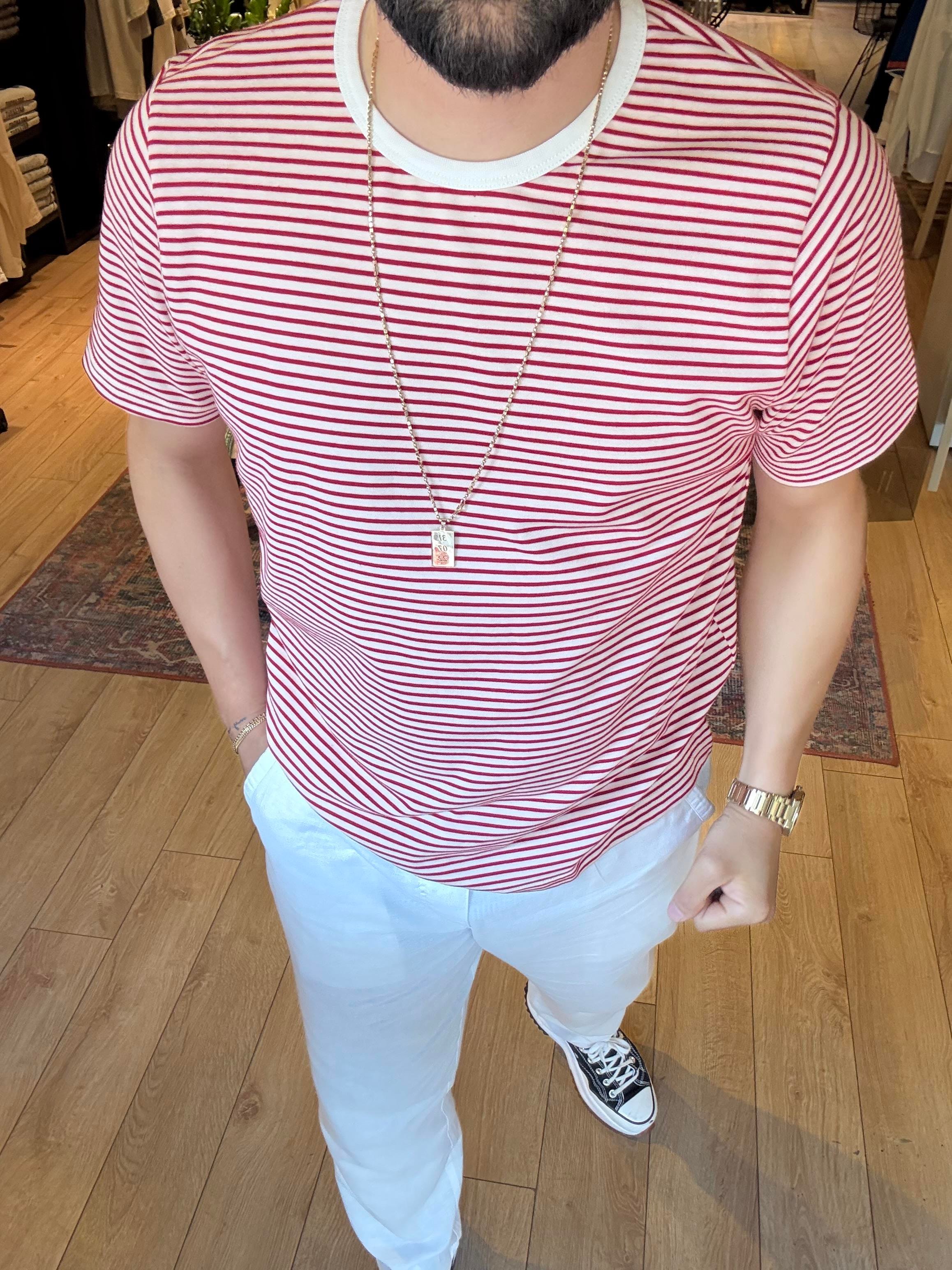 Kırmızı Çizgili Slim Fit Tişört