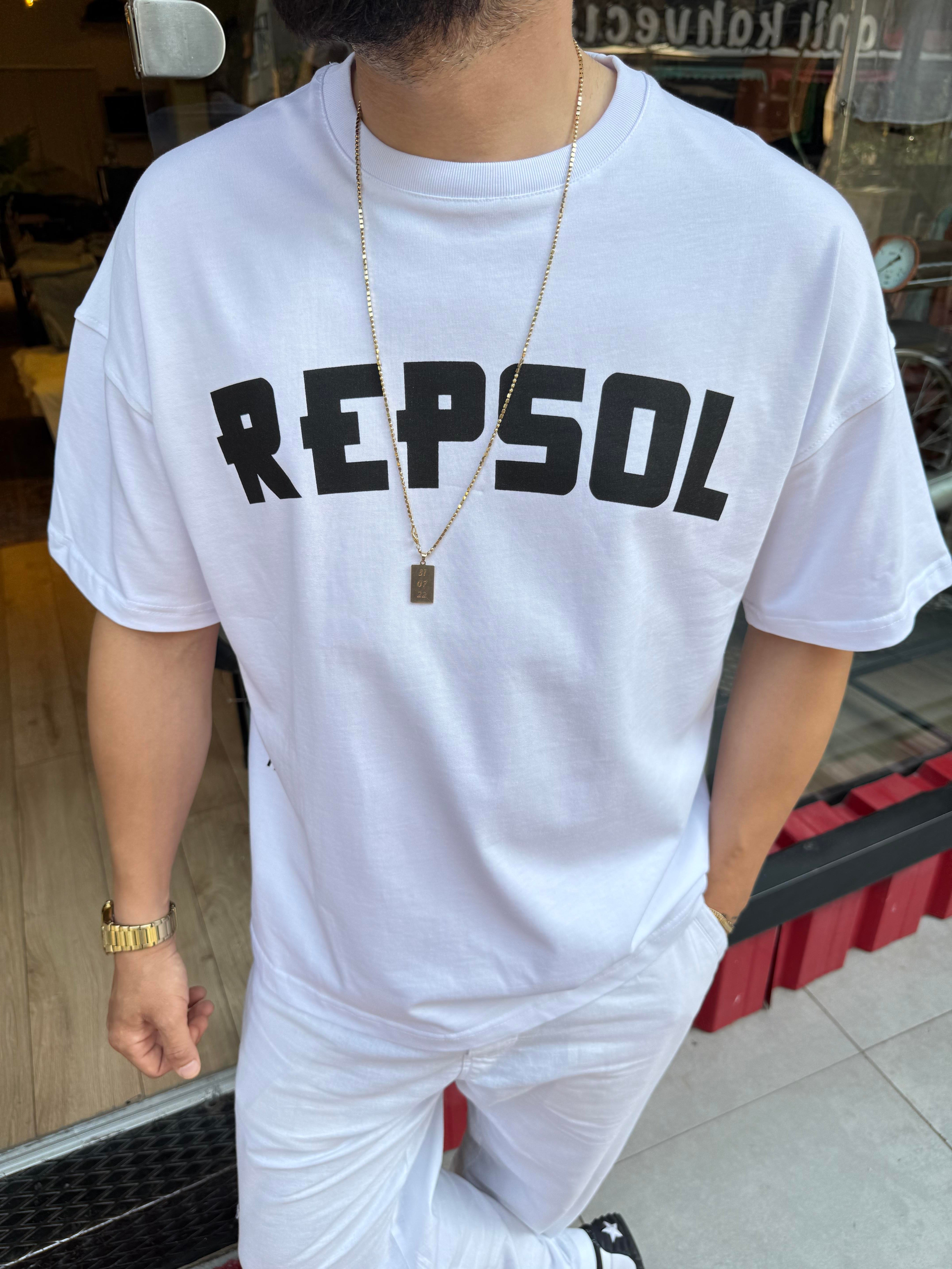 Repsol Baskılı Beyaz Oversize Tişört