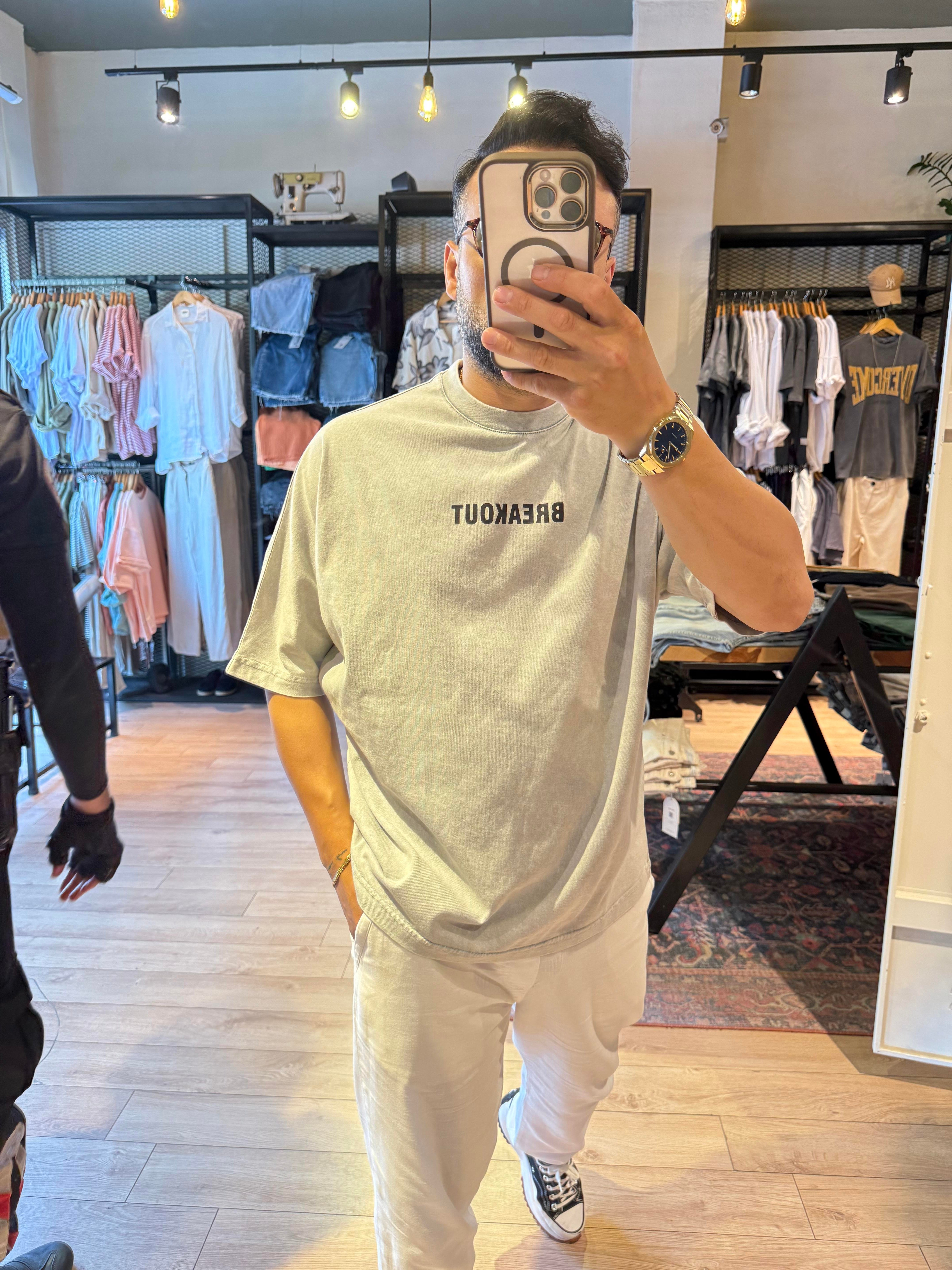 Yıkamalı Yılan baskılı Oversize tişört