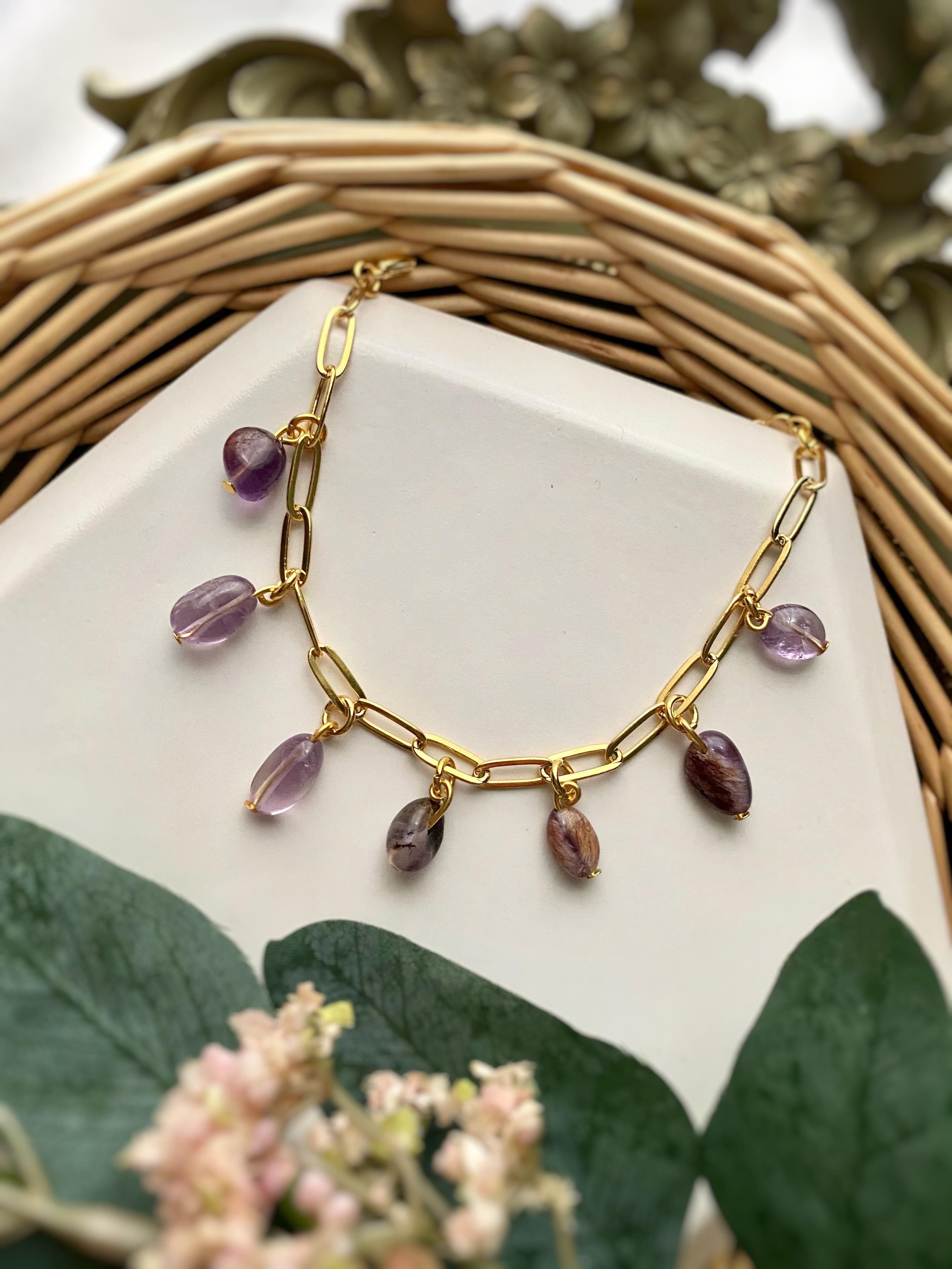 Ametist Taşı Charm Bileklik