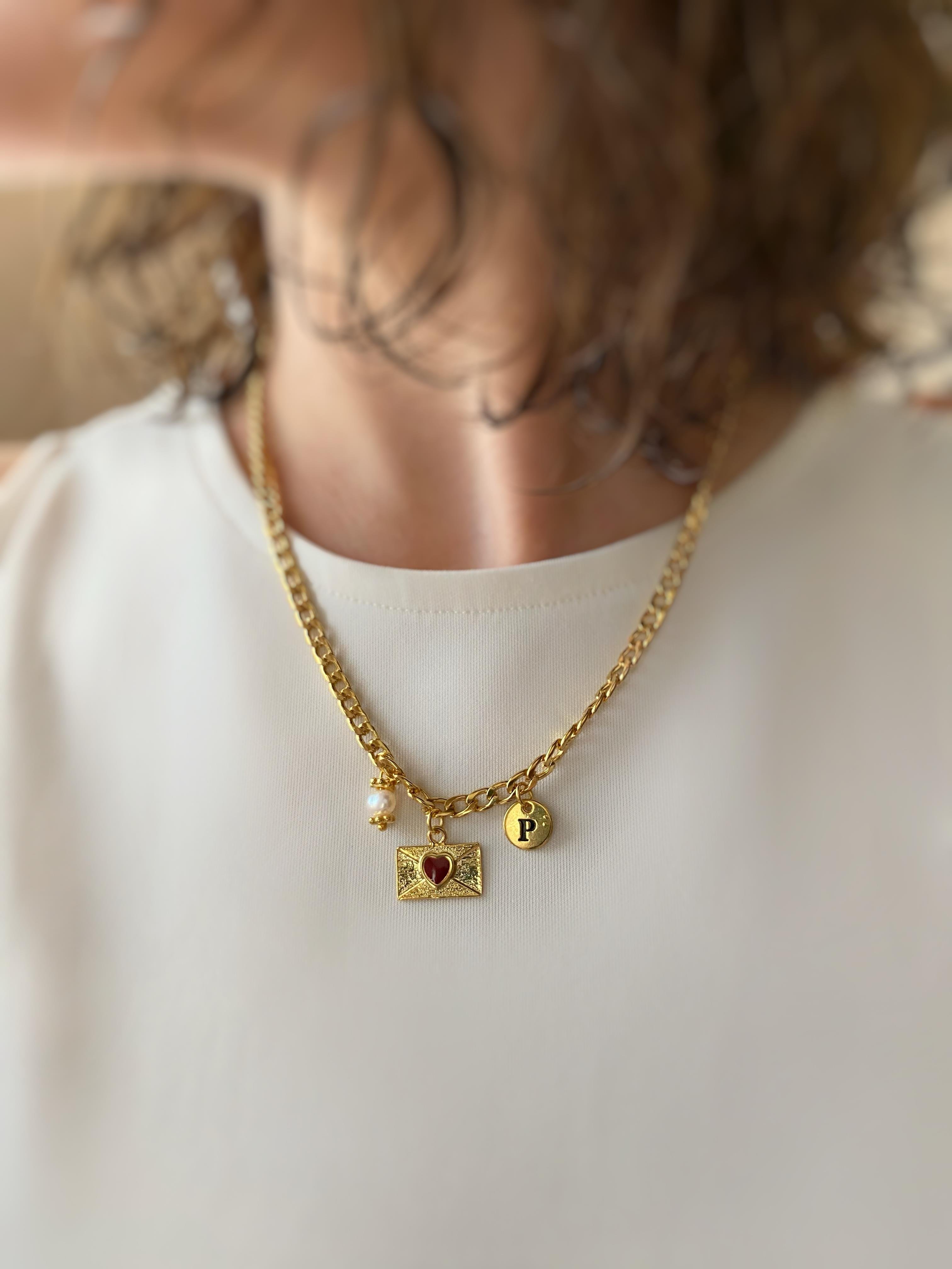 Kalp Zarf Harf Charm Kolye
