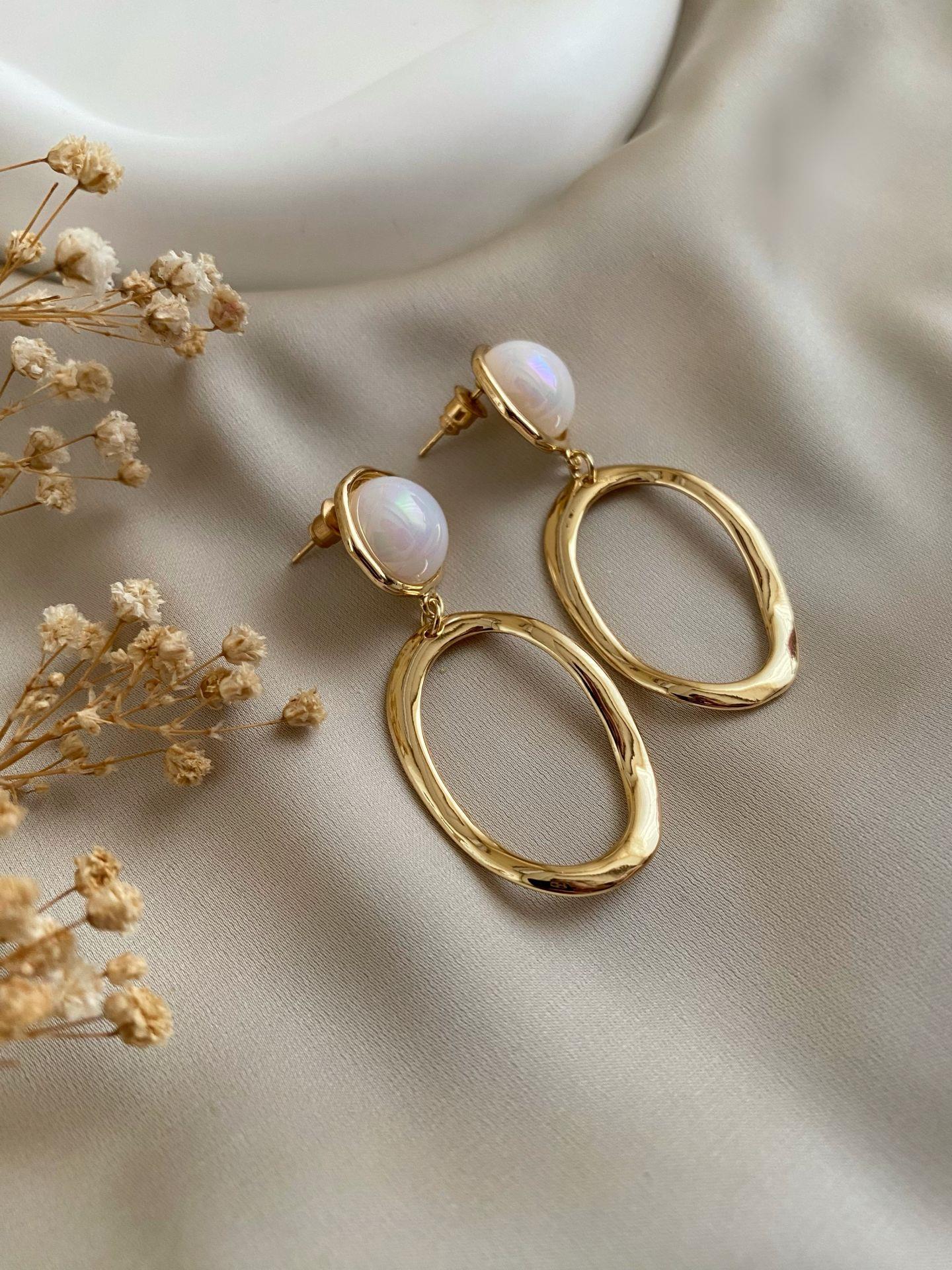 Sedefli Gold Küpe