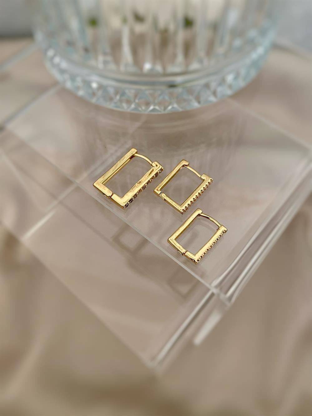 Üçlü Dikdörtgen Set Küpe