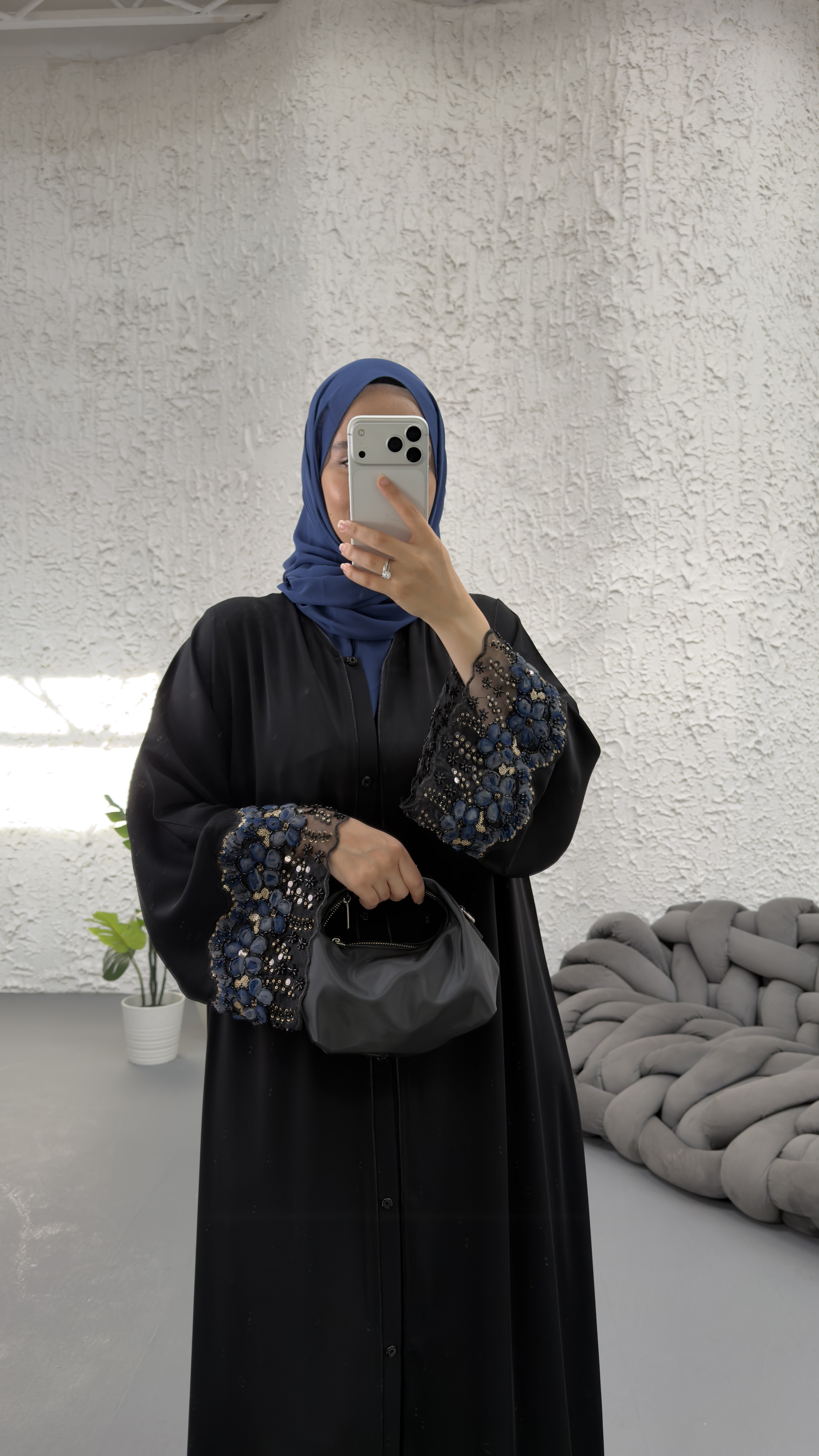 MAVİLİ TÜL ABAYA