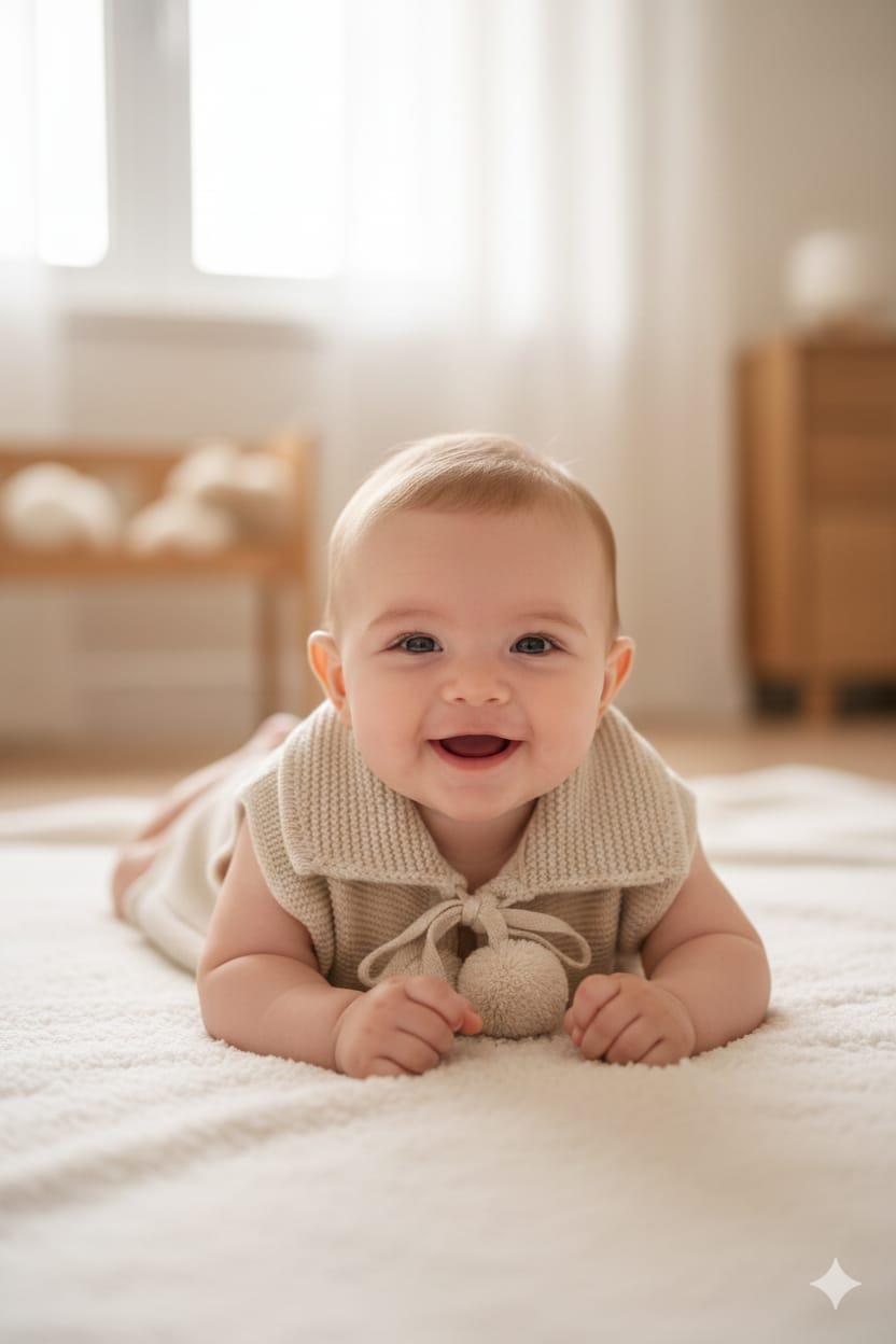 Bebek YelekKahve Ponponlu Kız Bebek Triko Yelek – 3-6 Ay, 6-9 Ay, 9-12 Ay