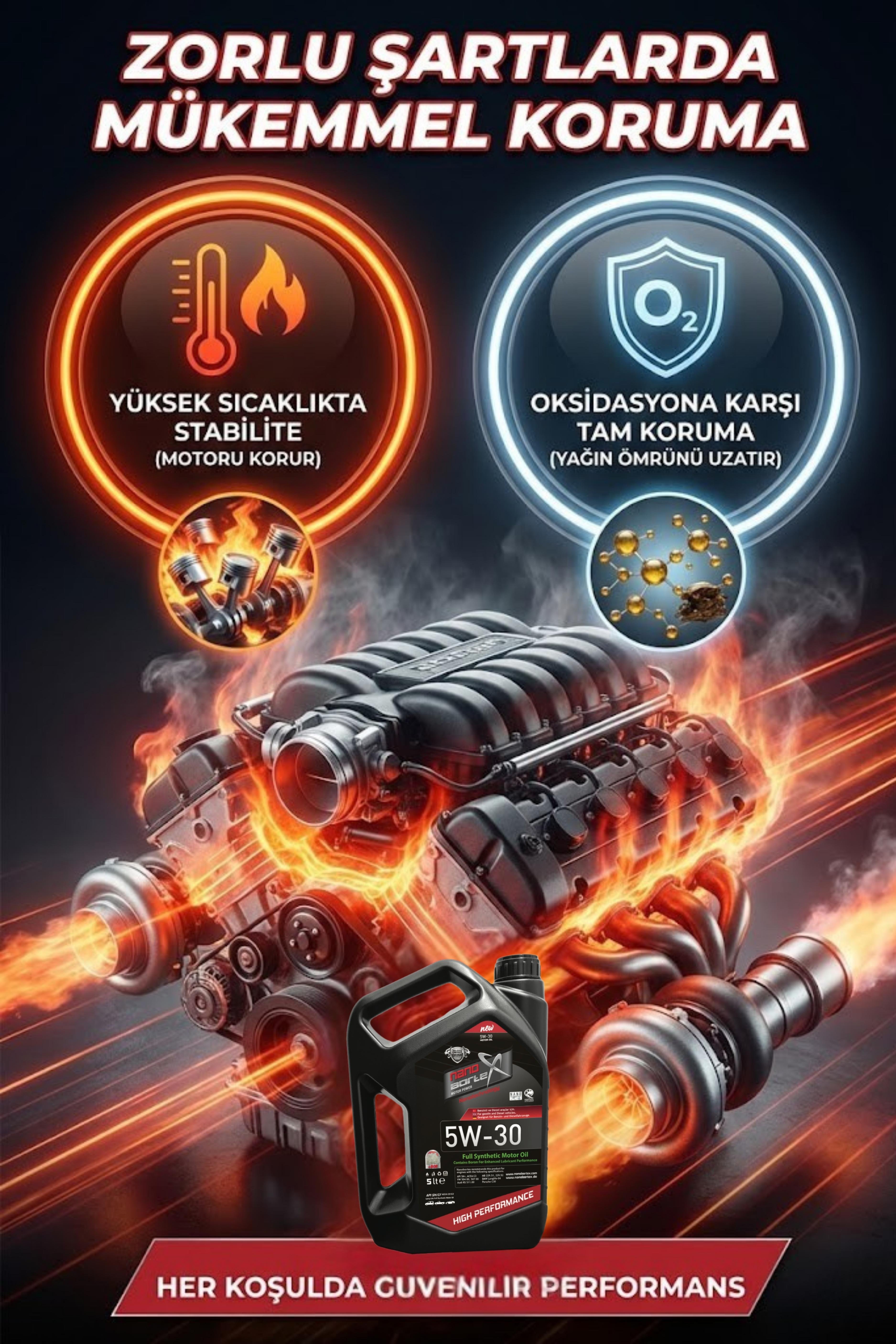  NanoBorTex 5W/30 Tam Sentetik Motor Yağı 5 Litre - Bor Katkılı Yakıt  Tasarruflu - Benzin, Dizel, LPG 