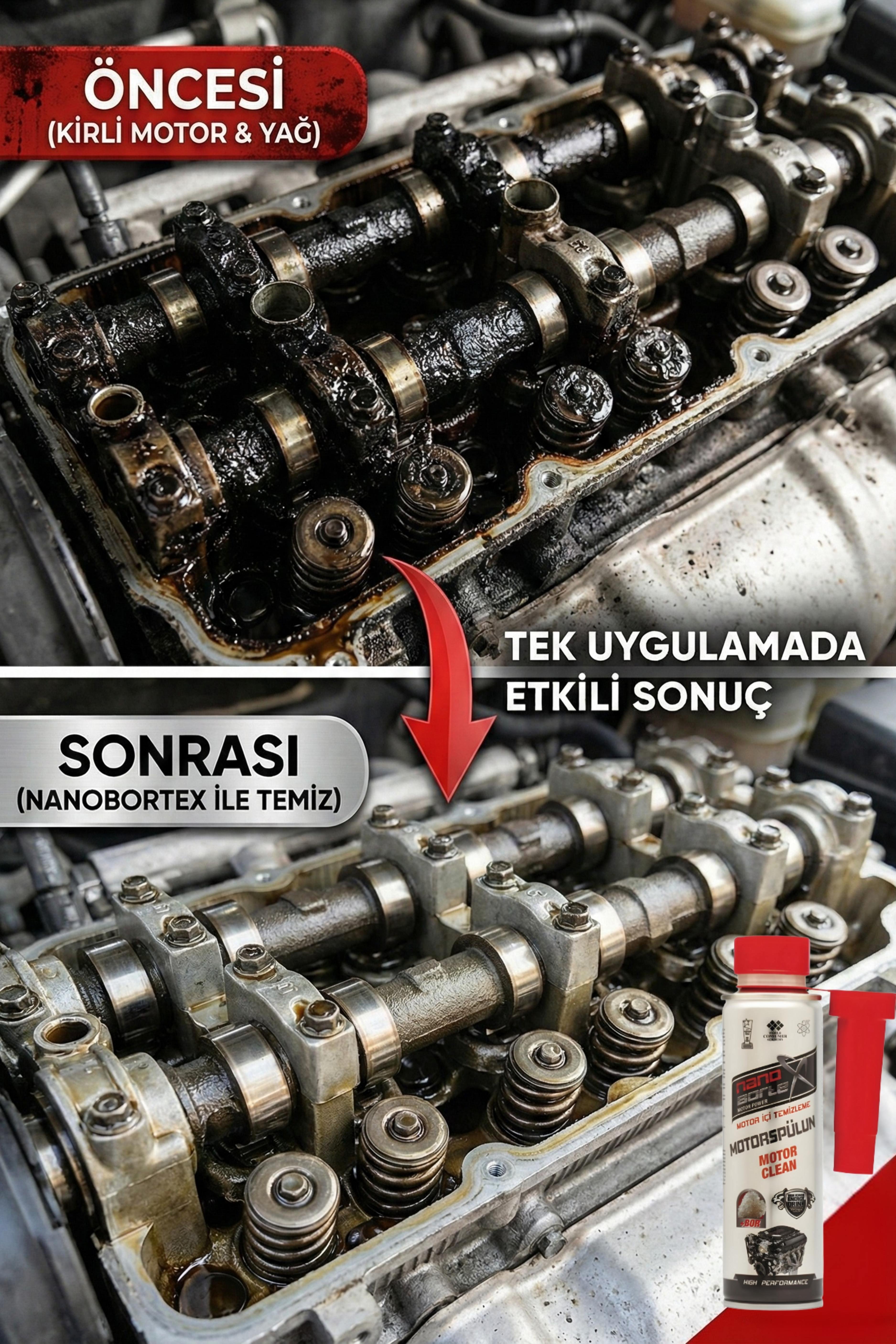 NanoBorTeX Profesyonel Motor İçi Temizleyici - Engine Flush & Yağ Sistemi Temizleme 600 ML 
