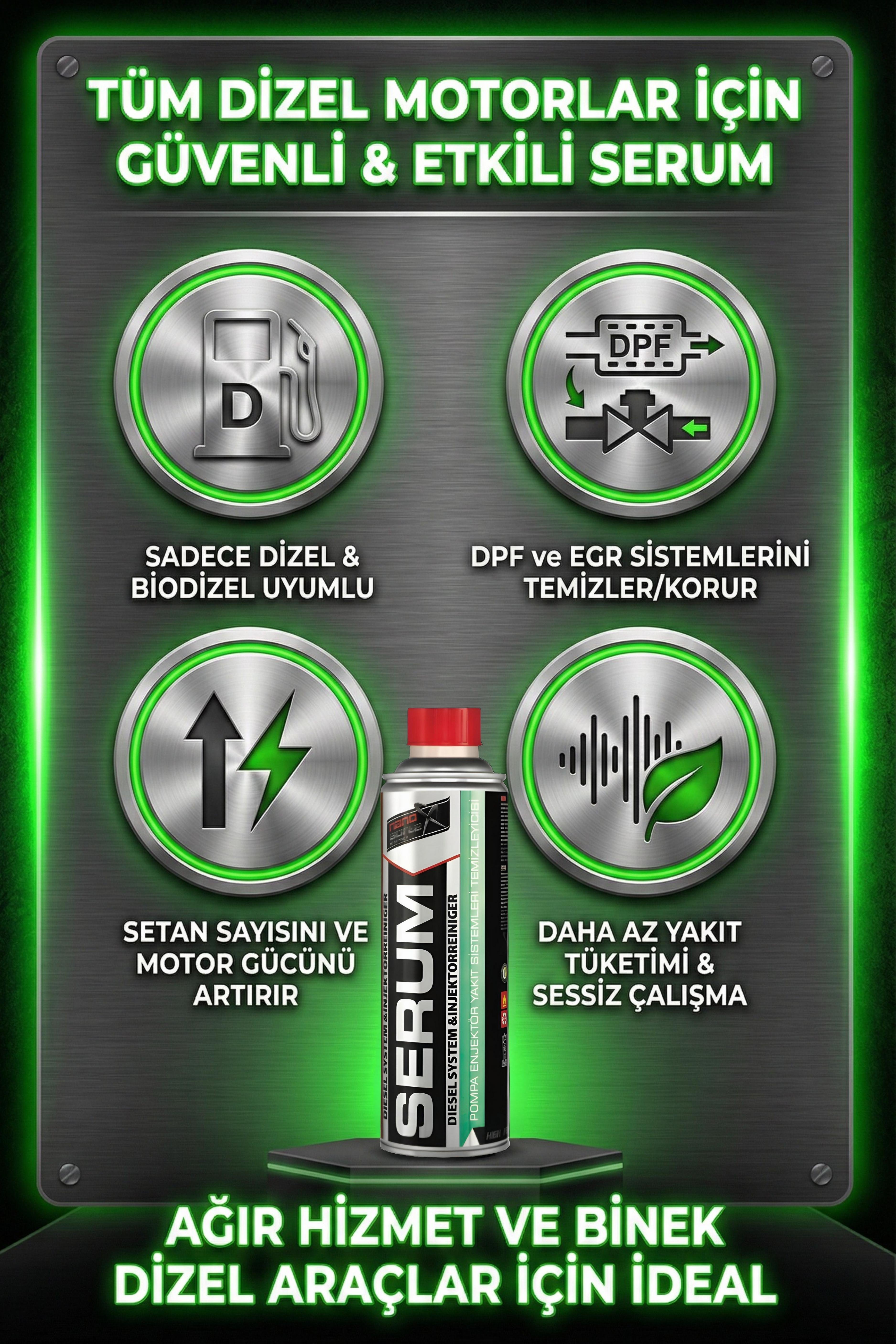 NanoBorTeX SERUM Dizel Yakıt Sistemi Temizleyici & Setan Artırıcı - Enjektör, EGR ve  DPF Koruyucu 300 ML 