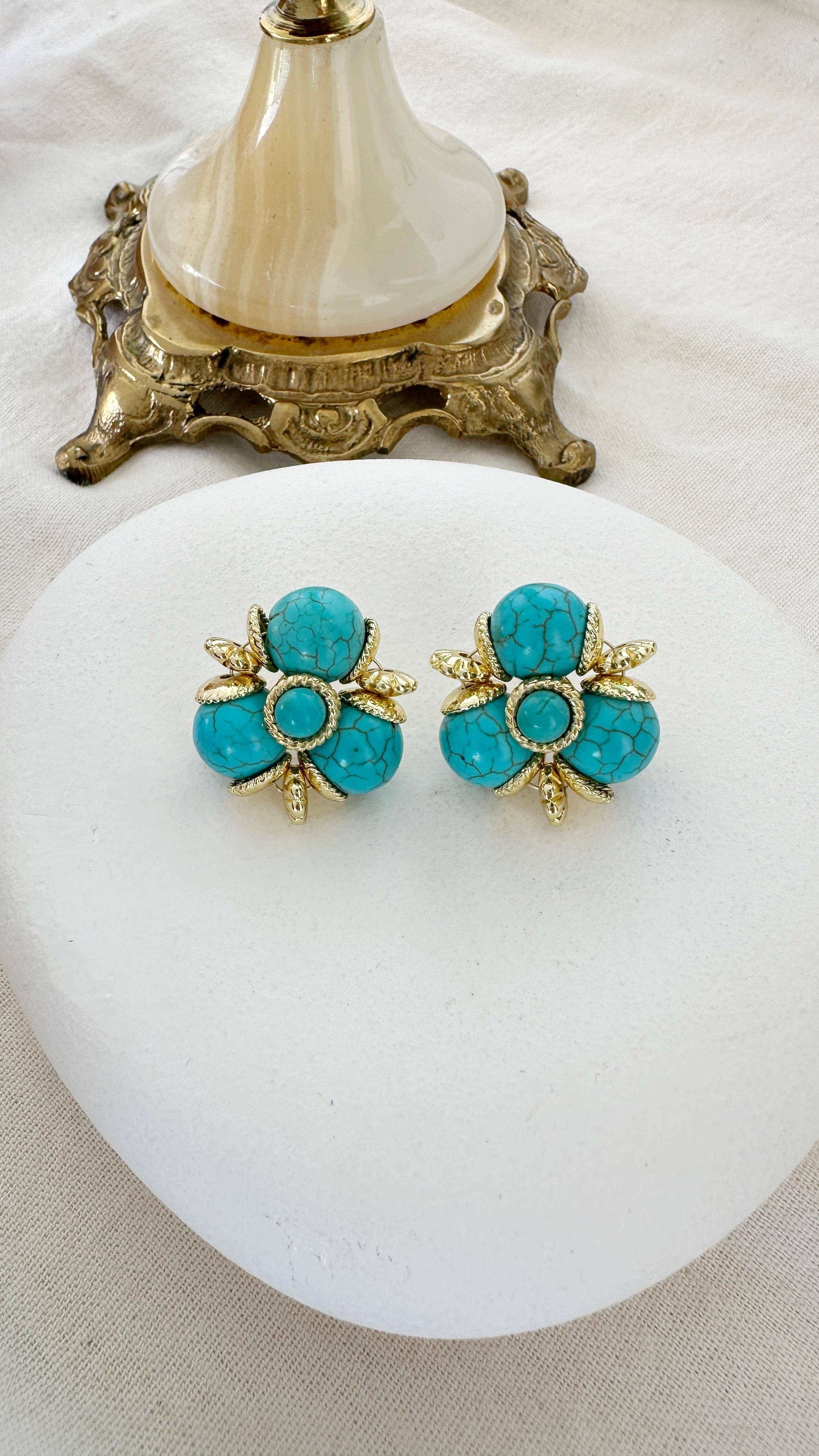 Gold Firuze Vintage Küpe
