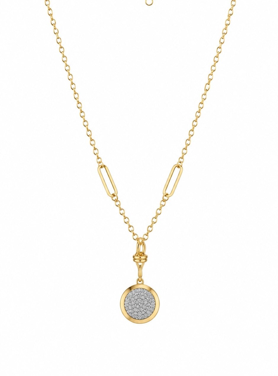 Gold Ortası Zirkon Taşlı Kolye