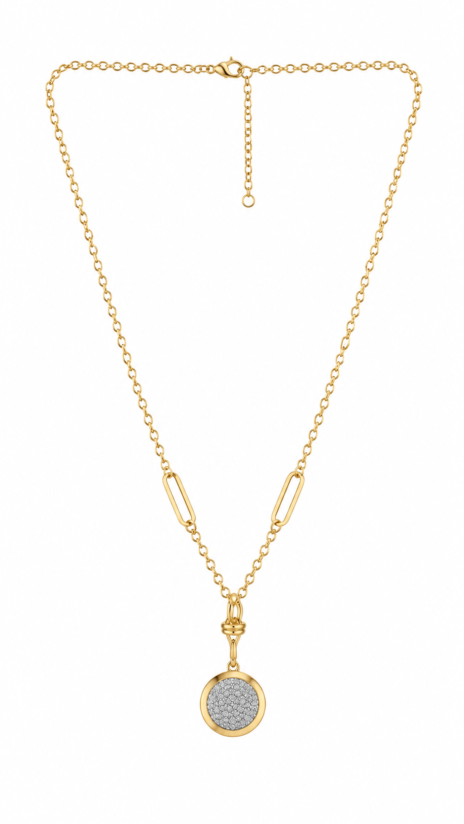 Gold Ortası Zirkon Taşlı Kolye