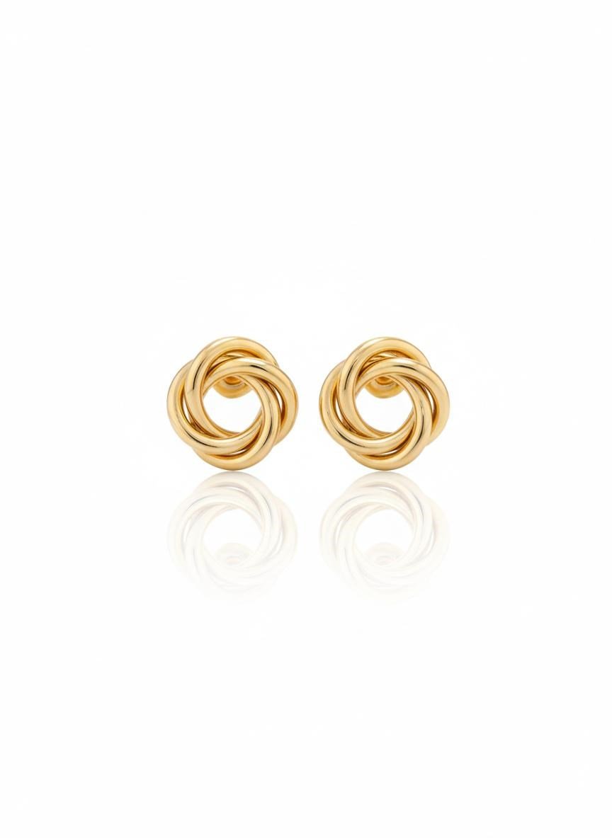 gold yuvarlak halat küpe