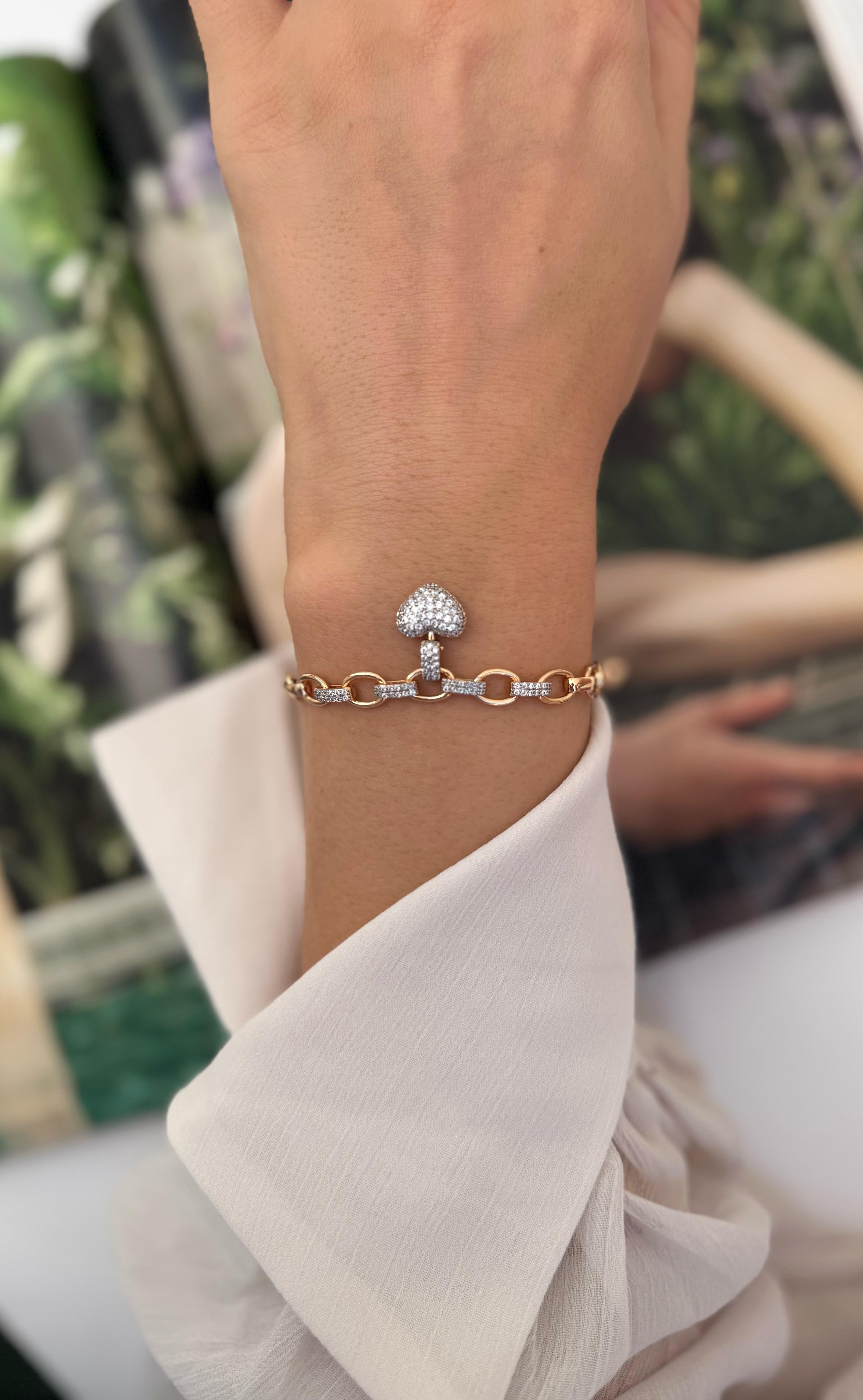 Xuping Rose Rengi Zirkon Taşlı Kalp Detaylı Bleklik