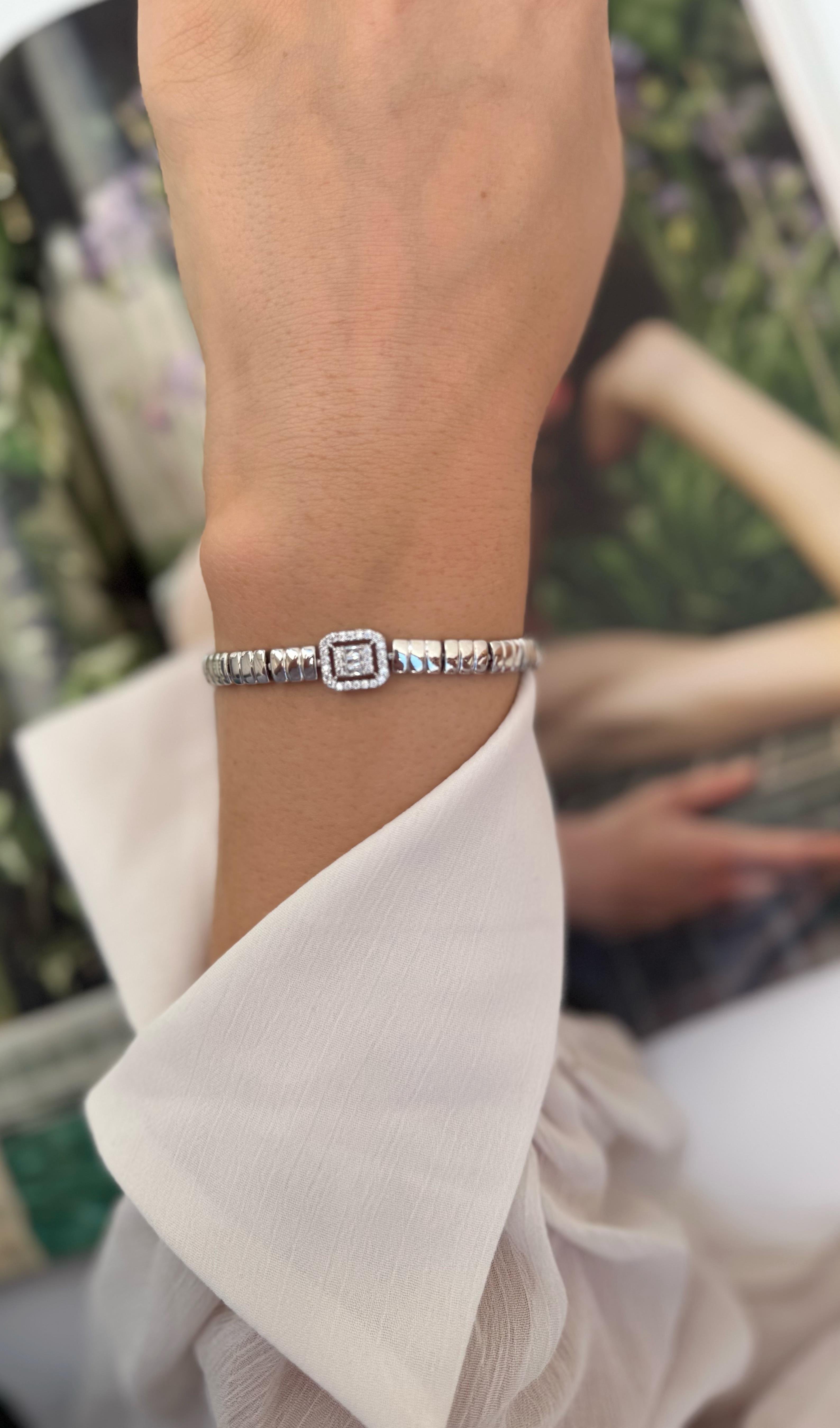Xuping Silver Ortası Baget Taşlı Bileklik
