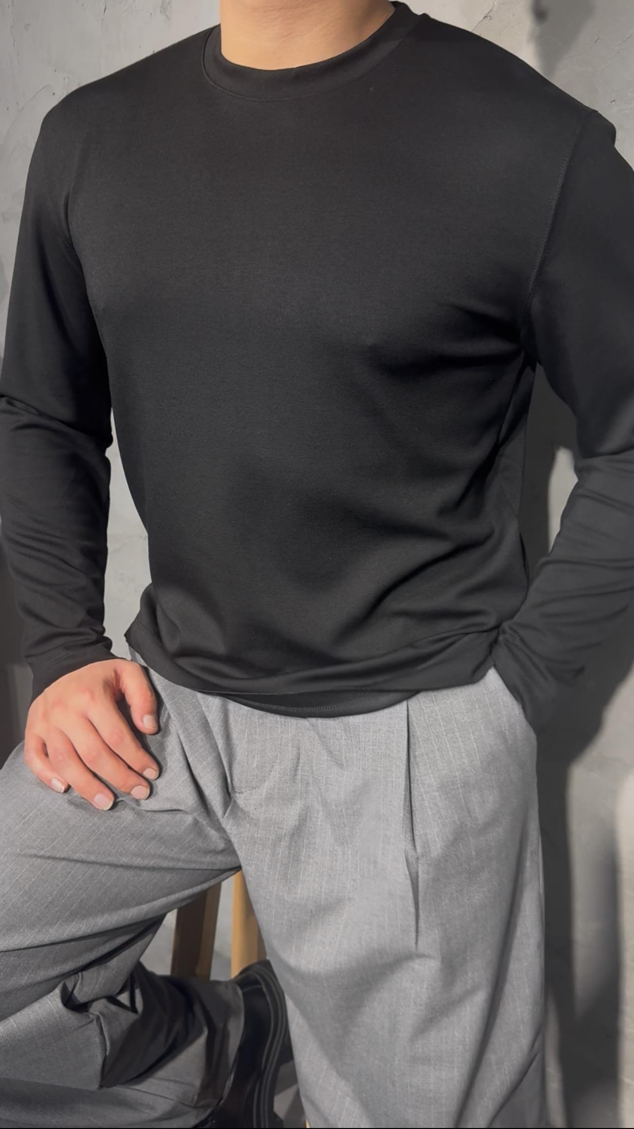 MOCHA BASIC UZUN KOLLU TİŞÖRT ( BLACK ) SİYAH
