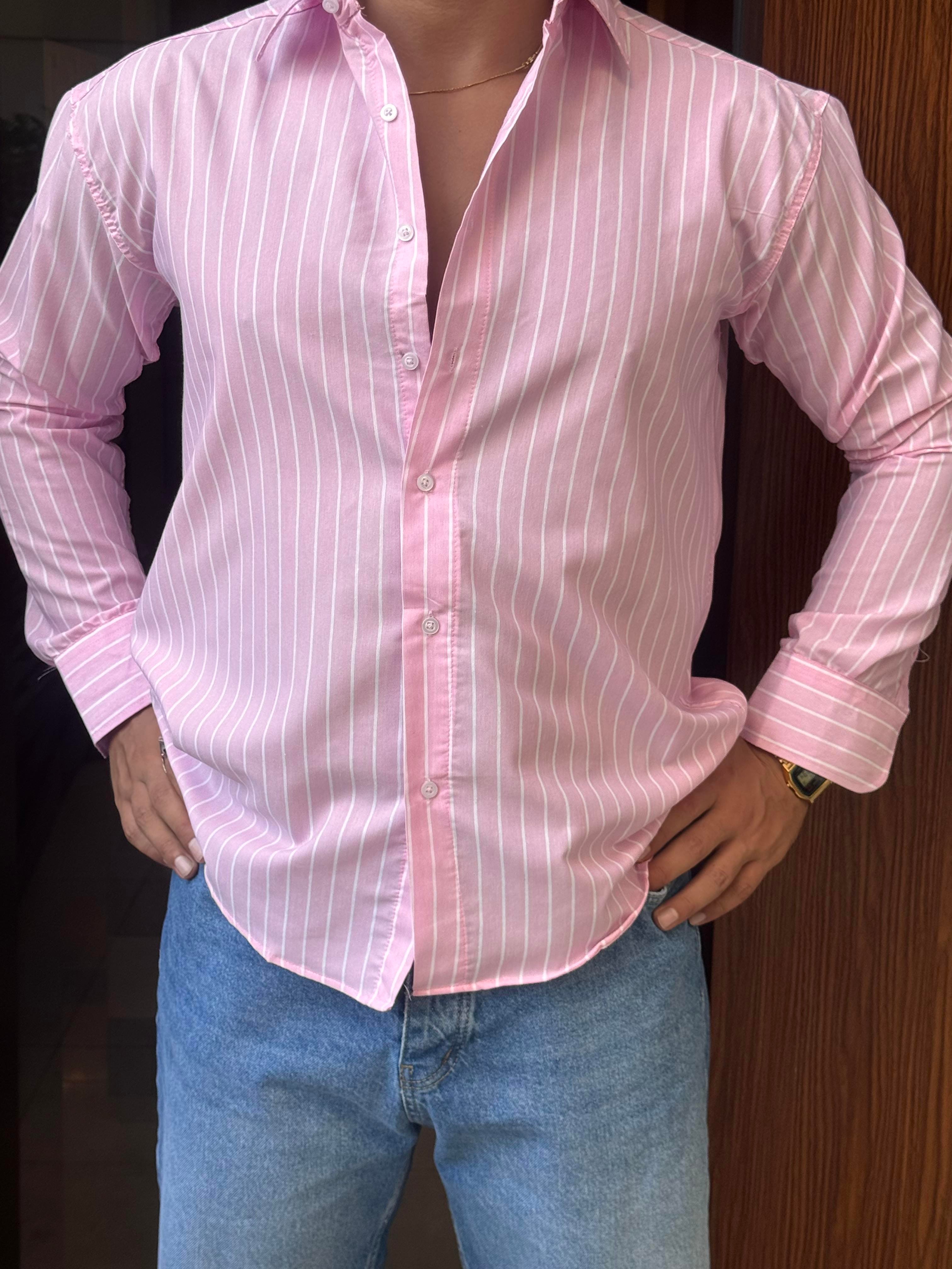 PEMBE ÇİZGİLİ GÖMLEK