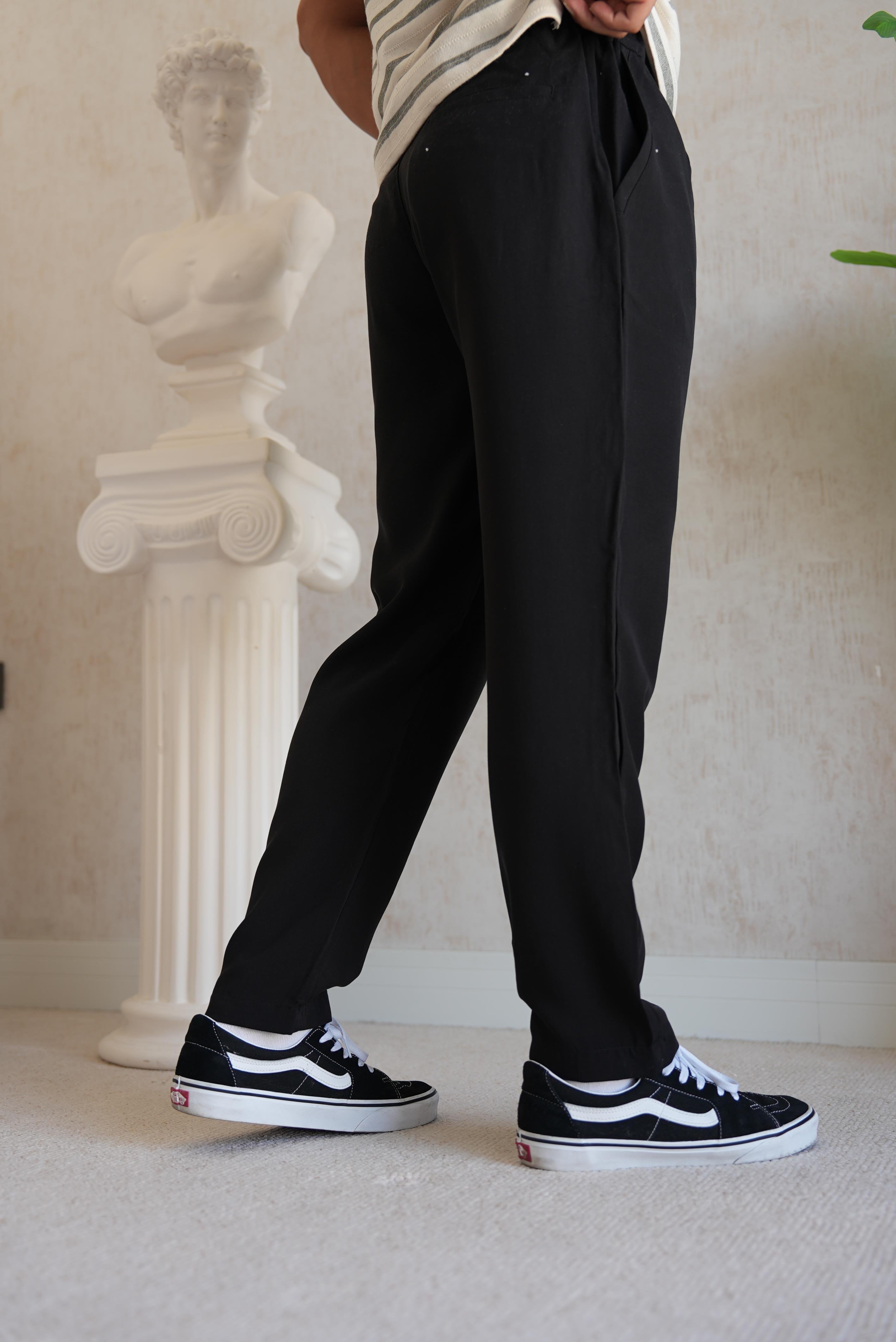 TENCEL REGULAR BLACK PANTOLON