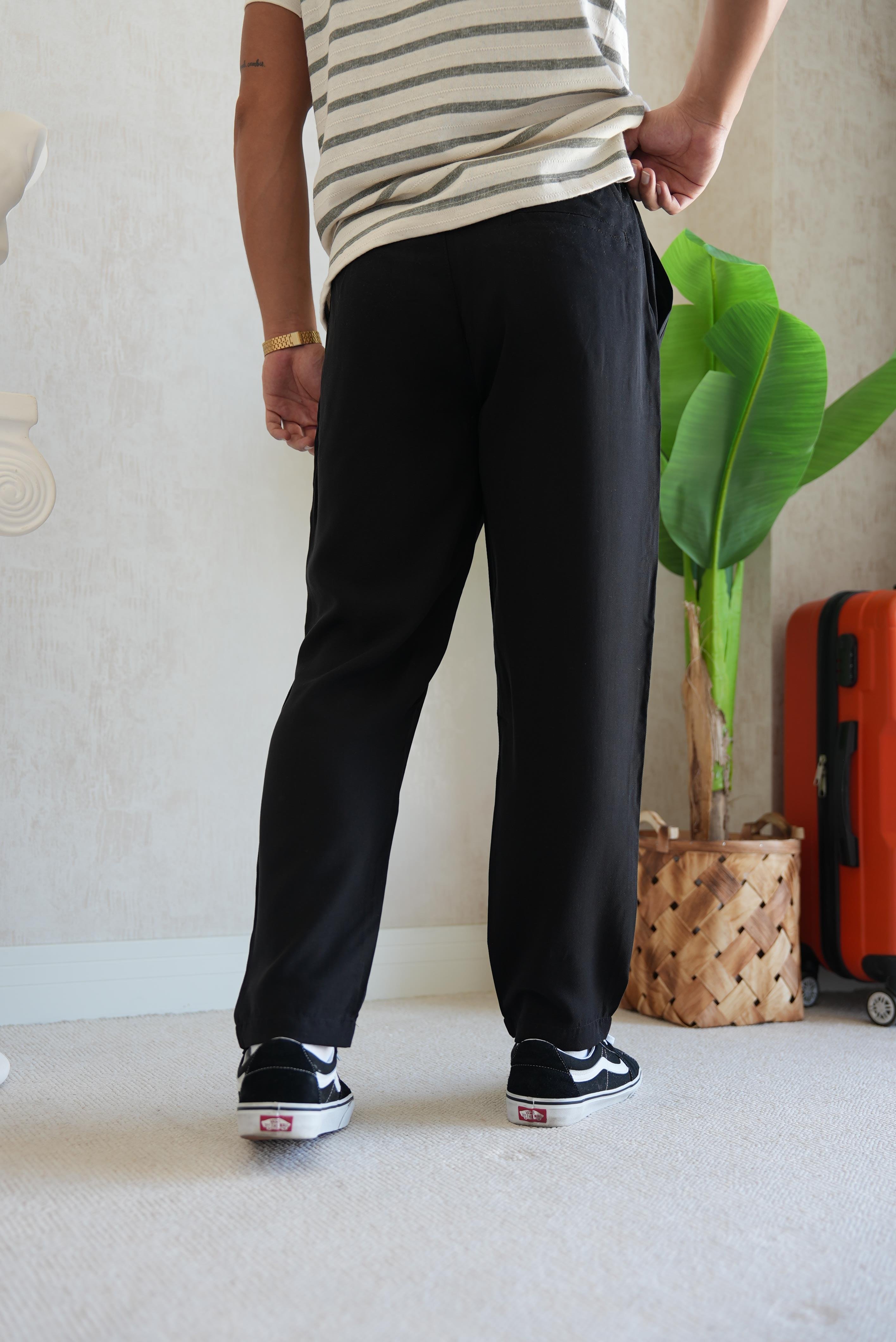 TENCEL REGULAR BLACK PANTOLON