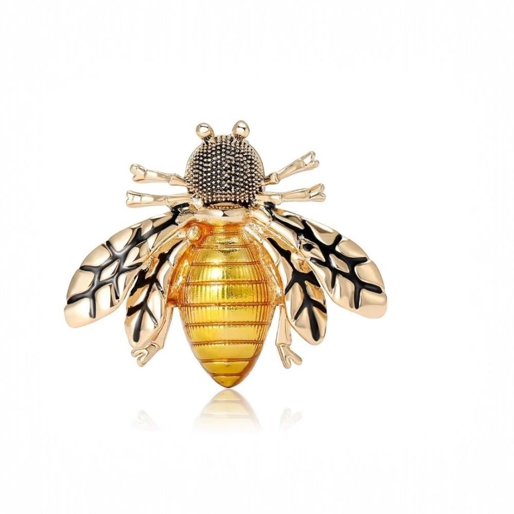 Arı  Broş (4 cm) Mineli Gold Renk