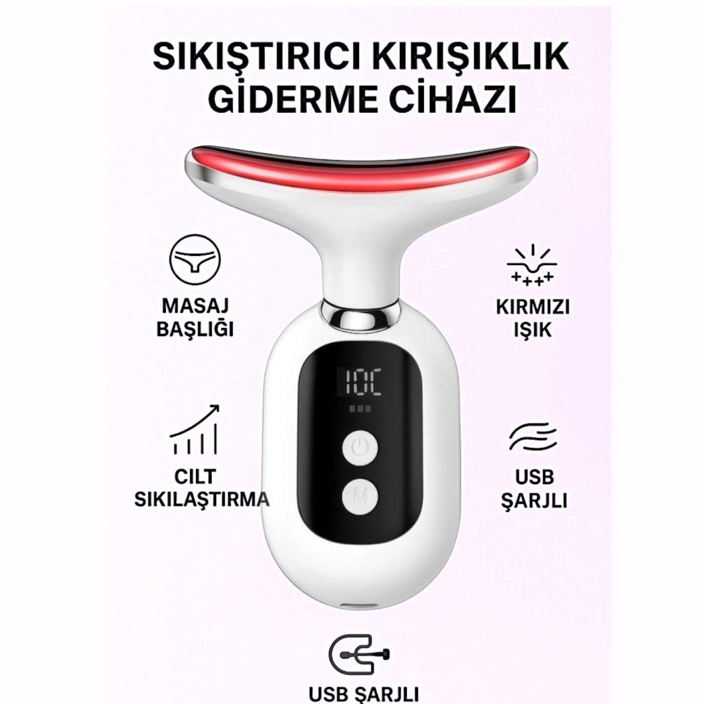 Auhma AHB-02 Yüz Boyun Sıkılaştırma  Cilt Gençleştirme Bakım Cihazı  Mavi Kırmızı Mor Led Işıklı 